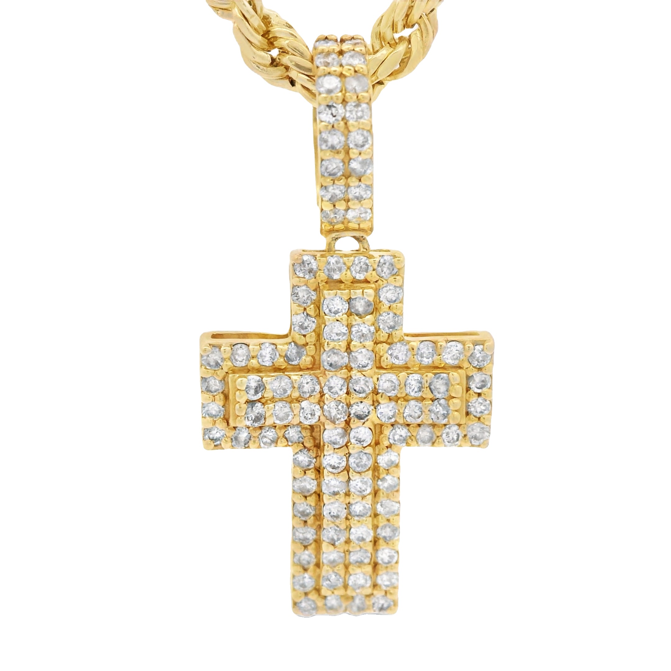 14K Gold Cross Diamond Pendant with Hollow Rope Chain Necklace - 18 Inches | Elegant Religious Jewelry for Women | Perfect for Gifts, Church, Weddings & Everyday Wear (JTJ™)