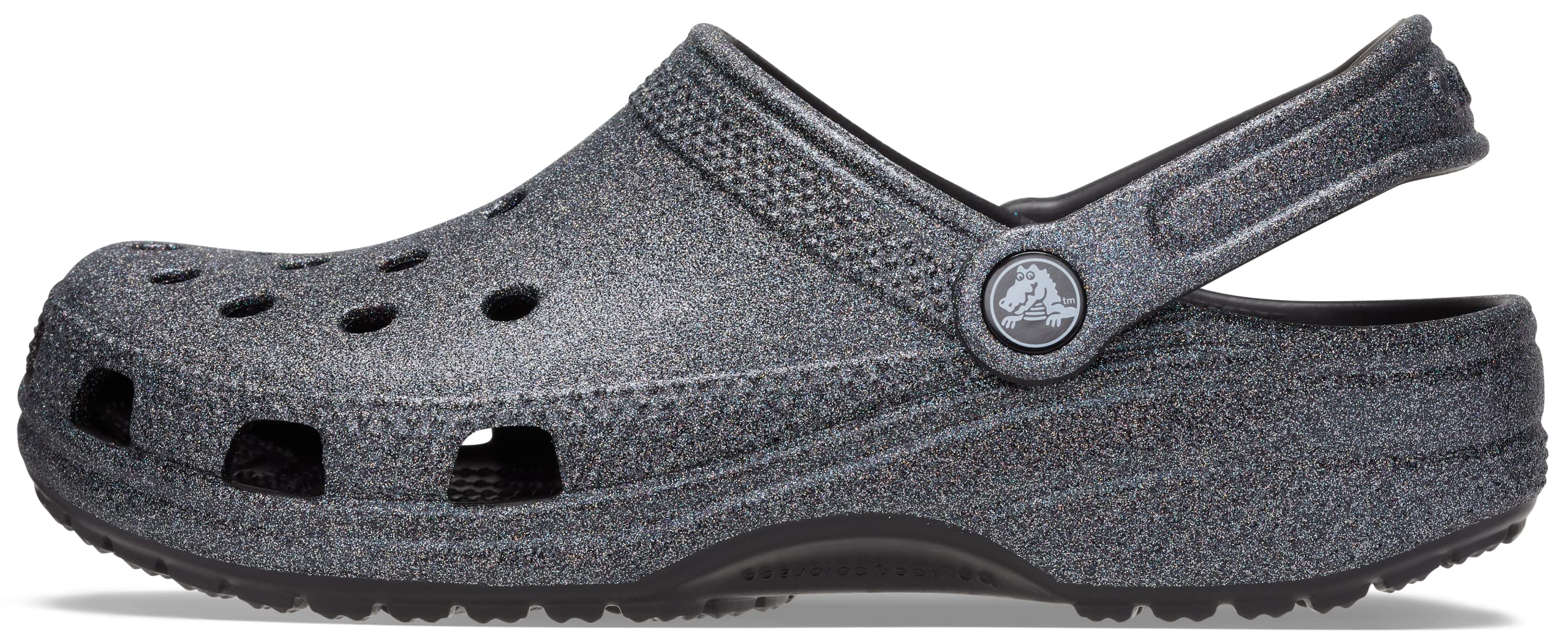 Crocs Unisex Classic Sparkly Clog - Metallic Glitter Shoes for Women & Men | Black Color | Size 13 Women/11 Men | Comfortable Slip-On Shoes for Casual Wear, Beach & Outdoor Activities