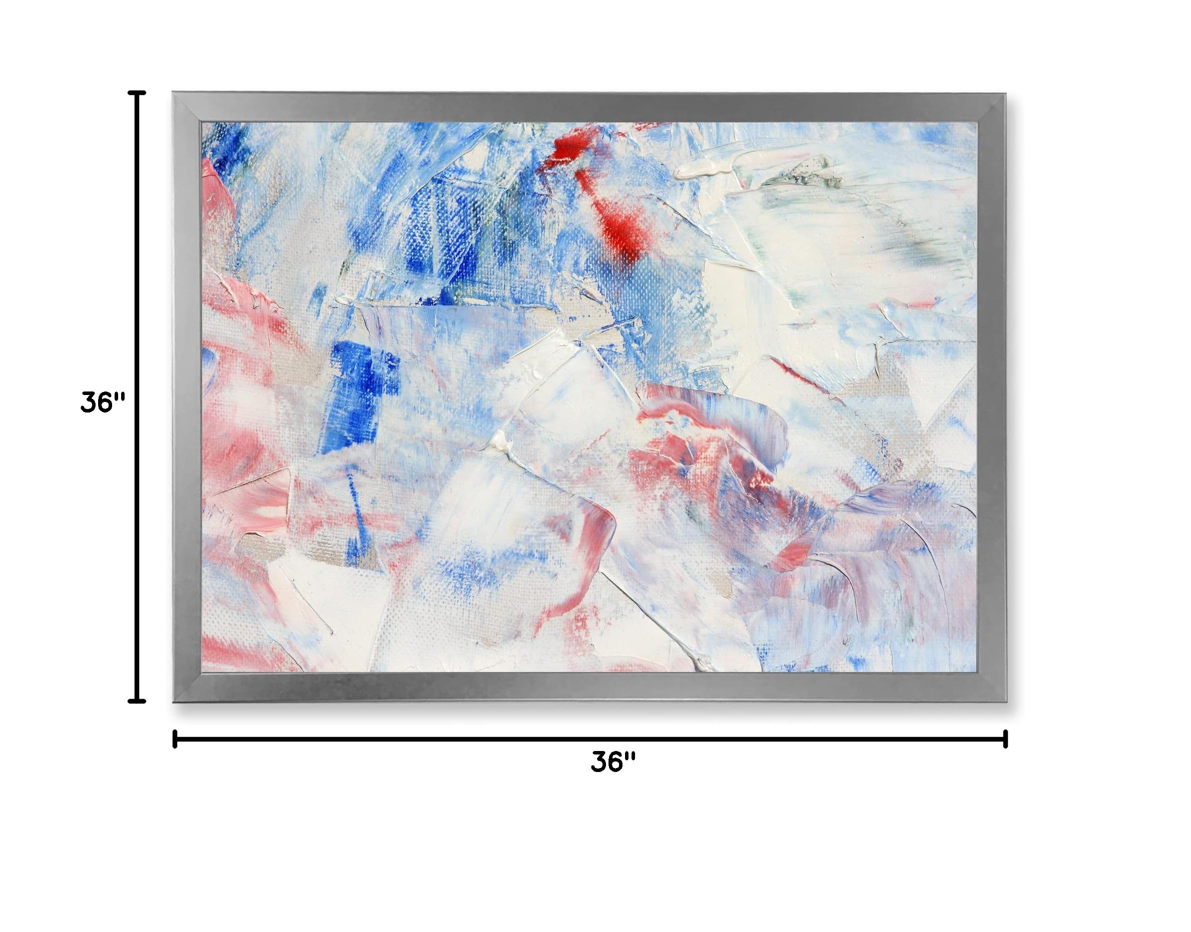 DesignQ Blue Abstract Composition Modern Framed Wall Art - Contemporary Home Decor for Living Room, Bedroom & Office - Ready to Hang Canvas Painting