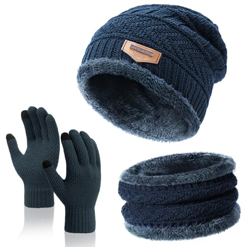 Navy Blue: Hat+scarf+gloves