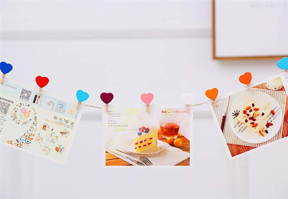 50pcs Mini Heart Wooden Clips for Photos, Crafts & Home Decor