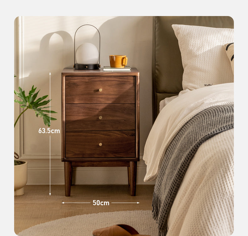 Premium Black Walnut Solid Wood Nightstand - Handcrafted Bedside Table with Drawer | Perfect for Bedroom, Living Room & Guest Room Decor