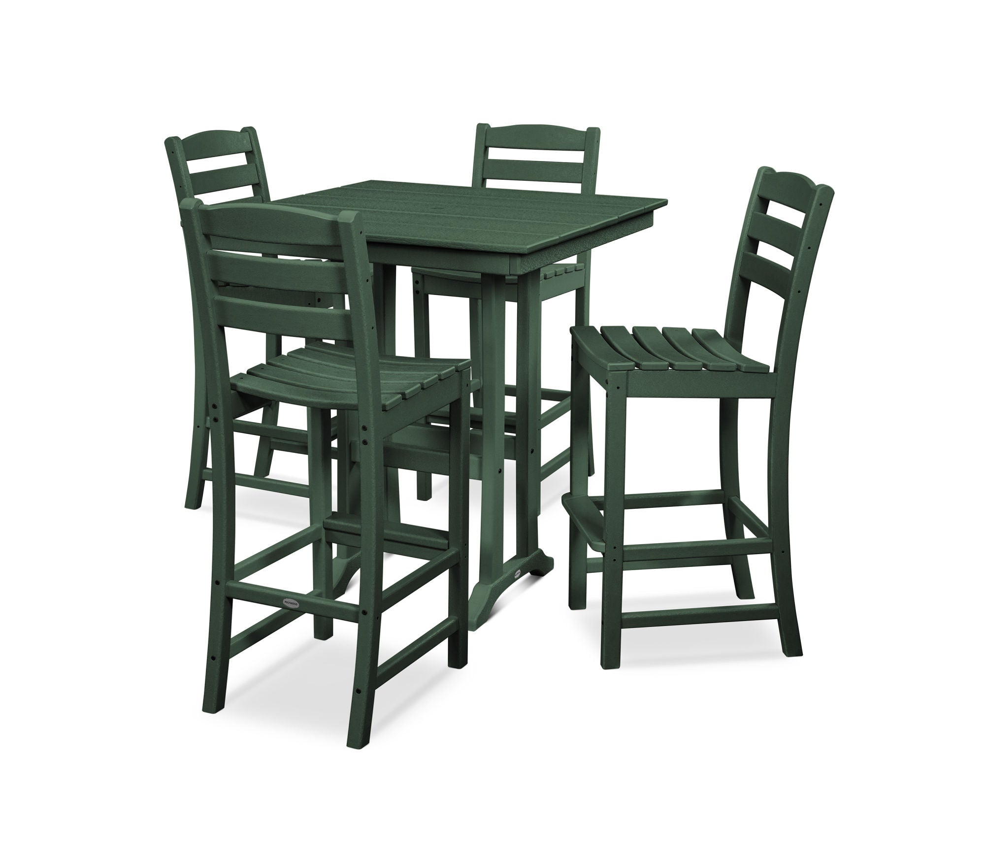 POLYWOOD La Casa Café 5-Piece Farmhouse Trestle Bar Set - Outdoor Patio Dining Furniture for Backyard, Garden & Poolside