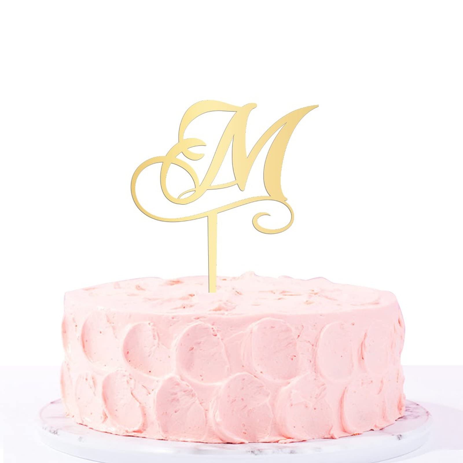 Personalized Monogram Cake Topper - Letter M Acrylic Gold Wedding Cake Decoration for Rustic Weddings, Birthdays & Parties | Custom Initial Cake Decor Supplies for Special Occasions