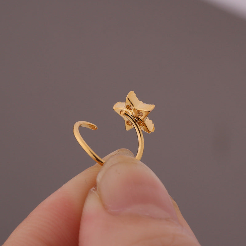 18K Gold 20G Flower Nose Ring & Huggie Hoop Earrings Set - Cartilage Piercing Jewelry for Women | HSER8514 | Perfect for Everyday Wear, Parties & Special Occasions