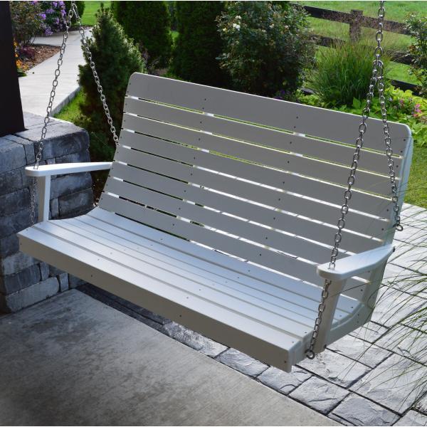 A & L Furniture Poly Winston Swing - Durable Outdoor Patio Swing with Weather-Resistant Cushions for Garden, Backyard, and Porch Relaxation