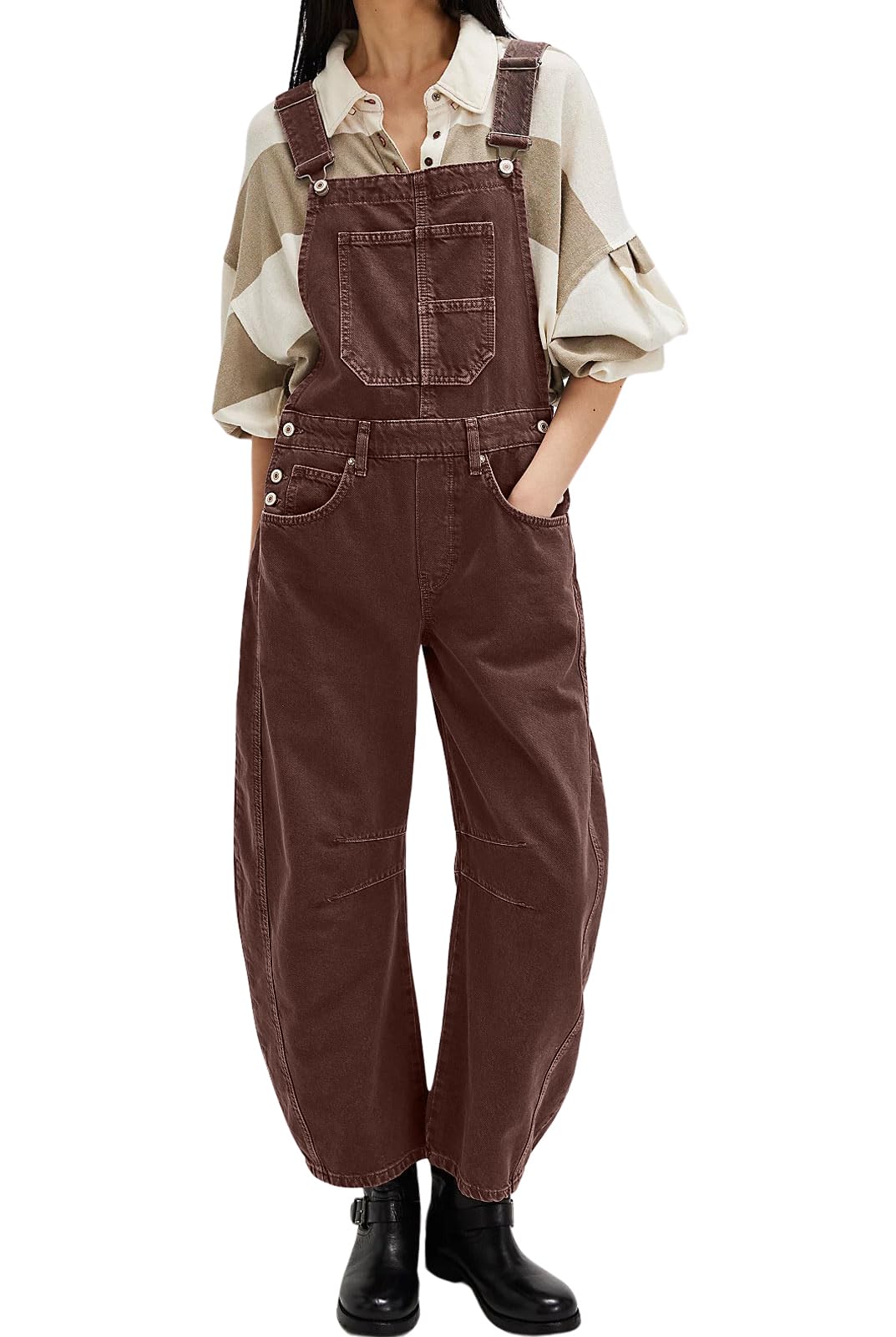Loveimgs Women's Y2K Baggy Barrel Jeans Overalls - Wide Leg Denim Pants, Bib Overalls Jumpsuit, Boyfriend Patchwork Jeans for Casual Wear & Street Style Fashion