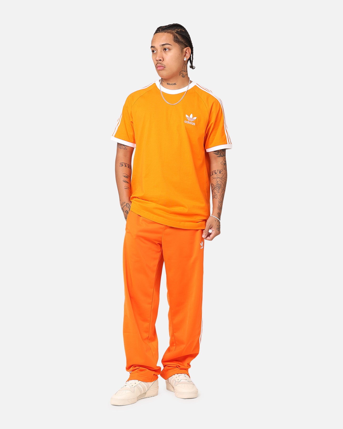 Adidas 3 Stripes T-Shirt for Men - Orange Cotton Casual Tee - Perfect for Gym, Running & Everyday Wear