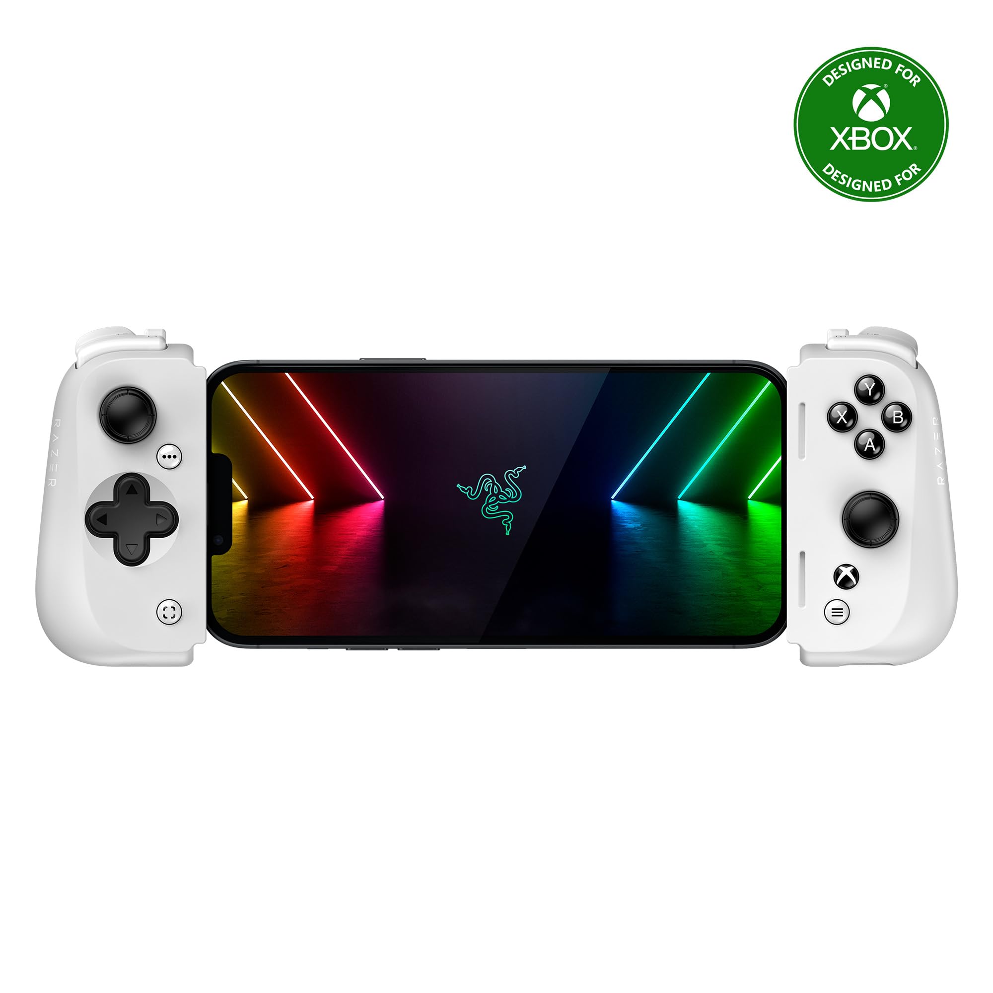 Razer Kishi V2 Mobile Game Controller for iPhone (Lightning) - Xbox Edition | High-Precision Console Gaming Controls | Universal Fit | Stream PC & Xbox Games | Free Nexus App | Includes 1 Month Xbox Game Pass (White) - Perfect for Mobile Gaming, Cloud Gaming & Travel Entertainment