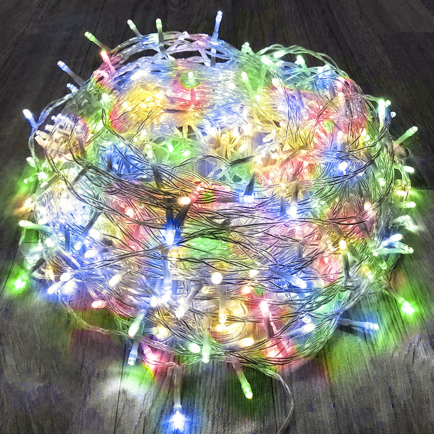KAQ 115FT 300LED Color Changing String Lights - Waterproof Indoor/Outdoor Christmas Lights with 8 Lighting Modes, Clear Wire Easter Pastel Lights for Garden, Patio, Bedroom, Wedding & Holiday Decorations (Multicolor) - Perfect for Parties, Festivals and Home Ambiance