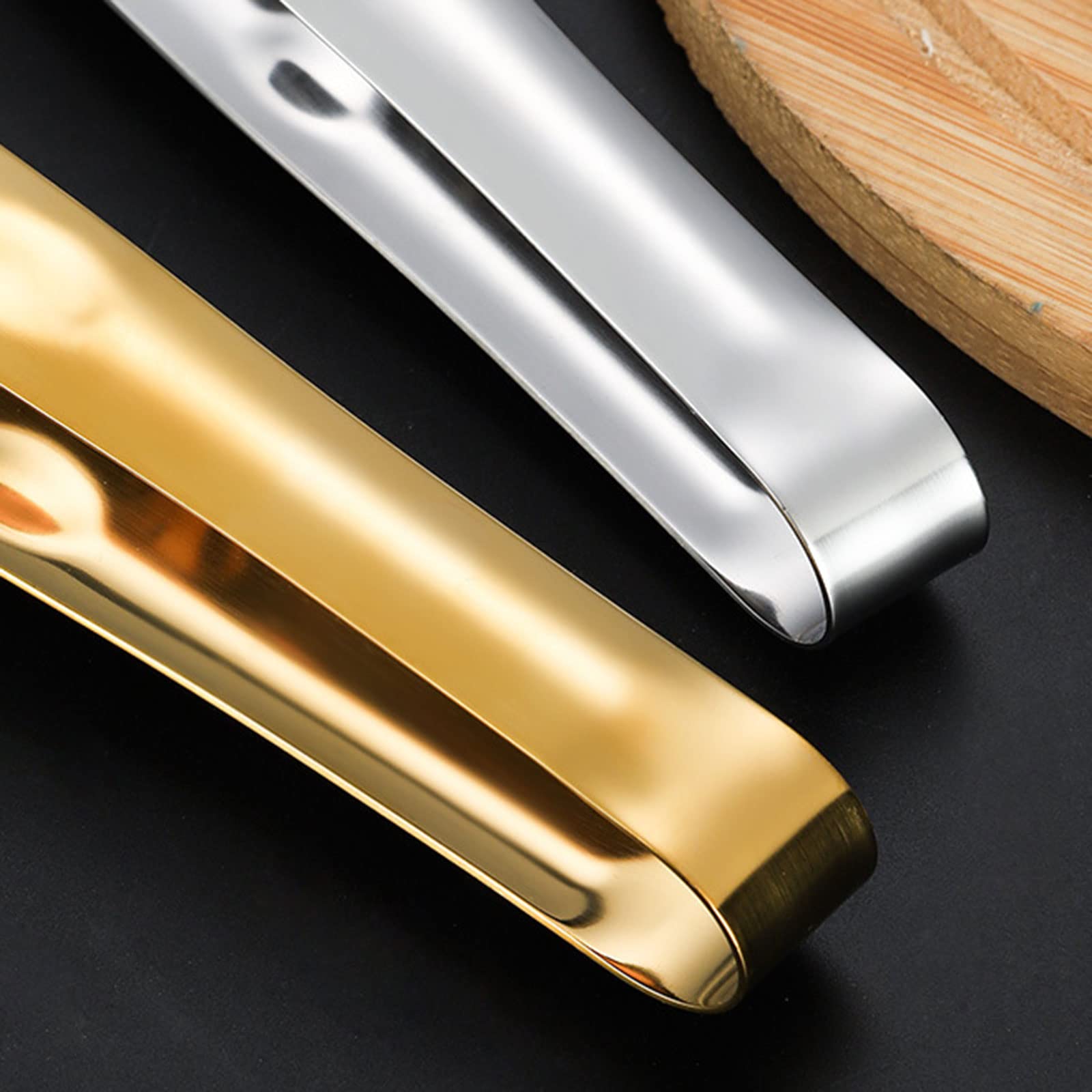 Premium Stainless Steel Ice Tongs - Non-Slip Kitchen & Bar Tongs for Ice Cubes, Sugar, Tea, Bread - Perfect for Cocktail Parties, Home Bars & Food Serving (Silver)