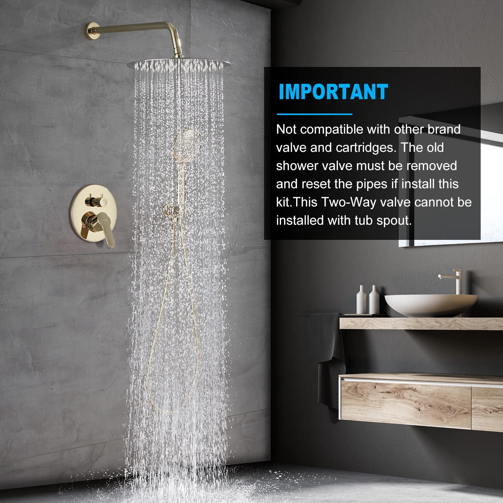 Premium Polished Gold Shower System - 12