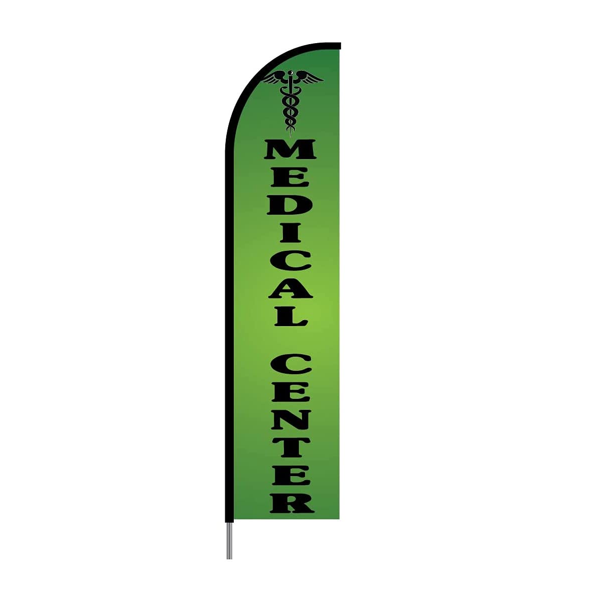 15ft Medical Center Sign Feather Flag Swooper Banner Pole Kit - Outdoor Business Advertising Display for Hospitals, Clinics & Healthcare Facilities