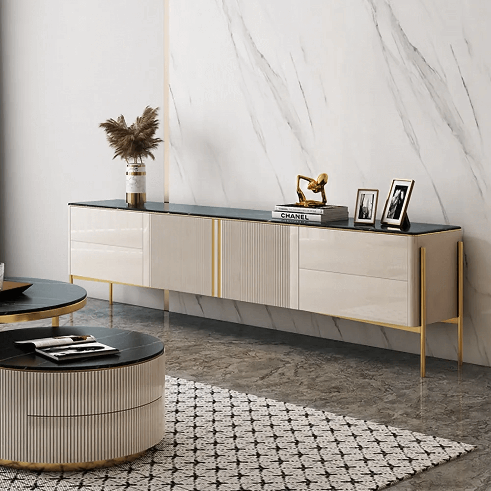 Modern Luxury Rectangle TV Stand with Storage - Stylish Entertainment Center for Living Room, Bedroom & Home Theater