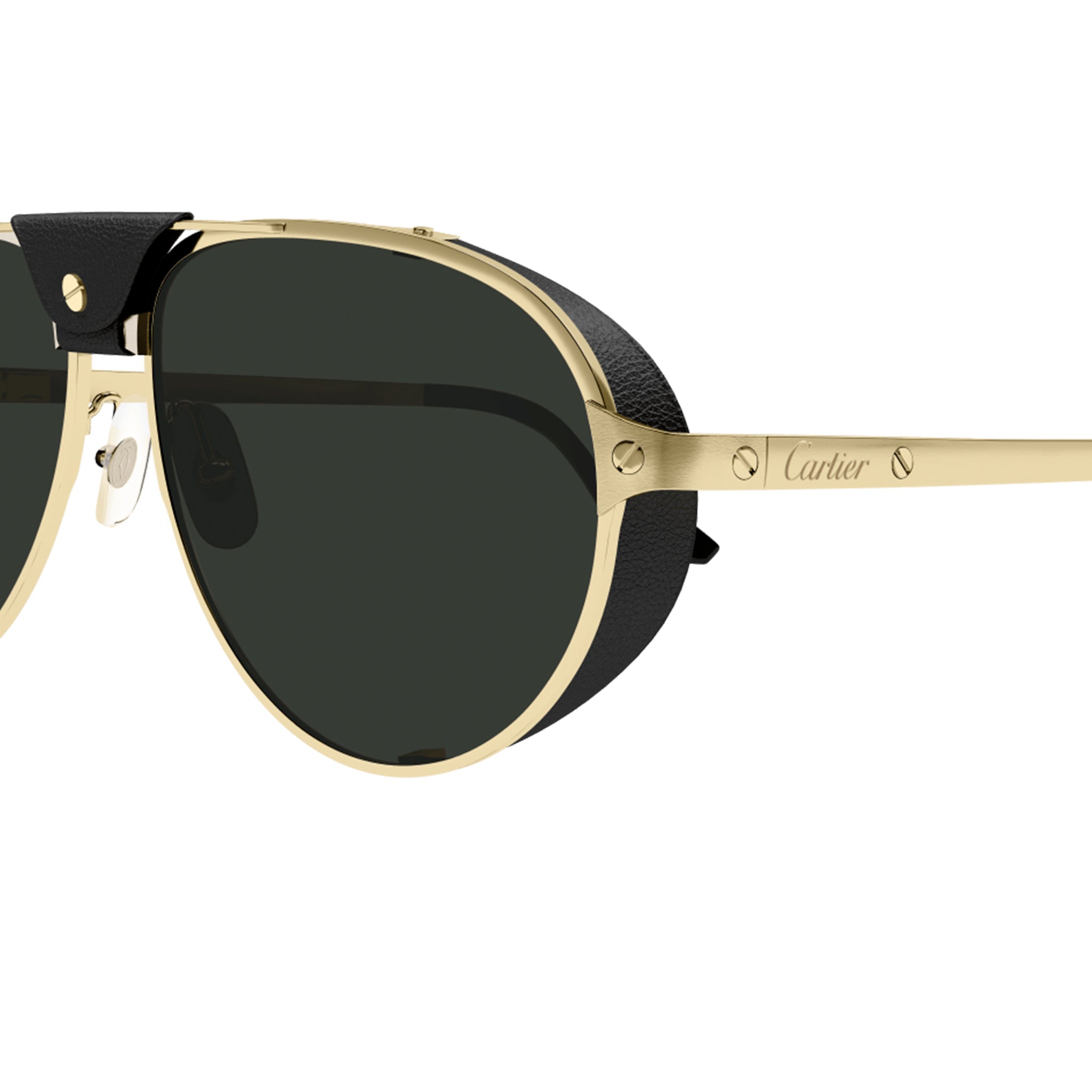 Cartier Santos De Cartier CT0296S 001 Black Gold Luxury Sunglasses for Men - Premium UV Protection Designer Shades for Driving, Travel & Fashion