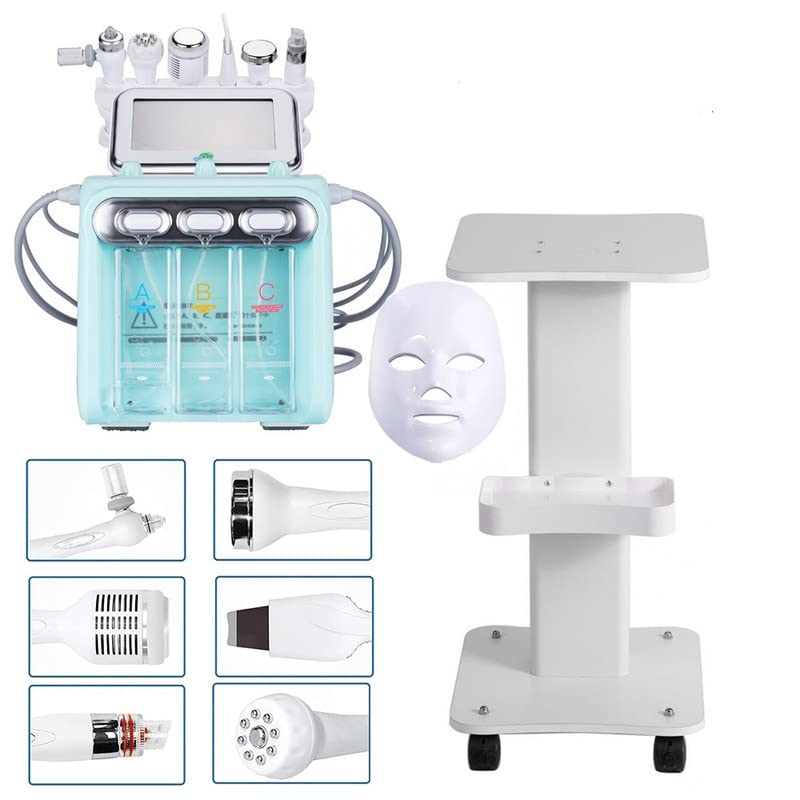 7-in-1 Hydrogen Oxygen Facial Machine - Professional Hydro Oxygen Jet with Micro Bubbles for Deep Pore Cleansing & Blackhead Removal | Home Beauty Device with Rolling Trolley | Perfect for Spa Treatments, Skin Hydration & Anti-Aging Care
