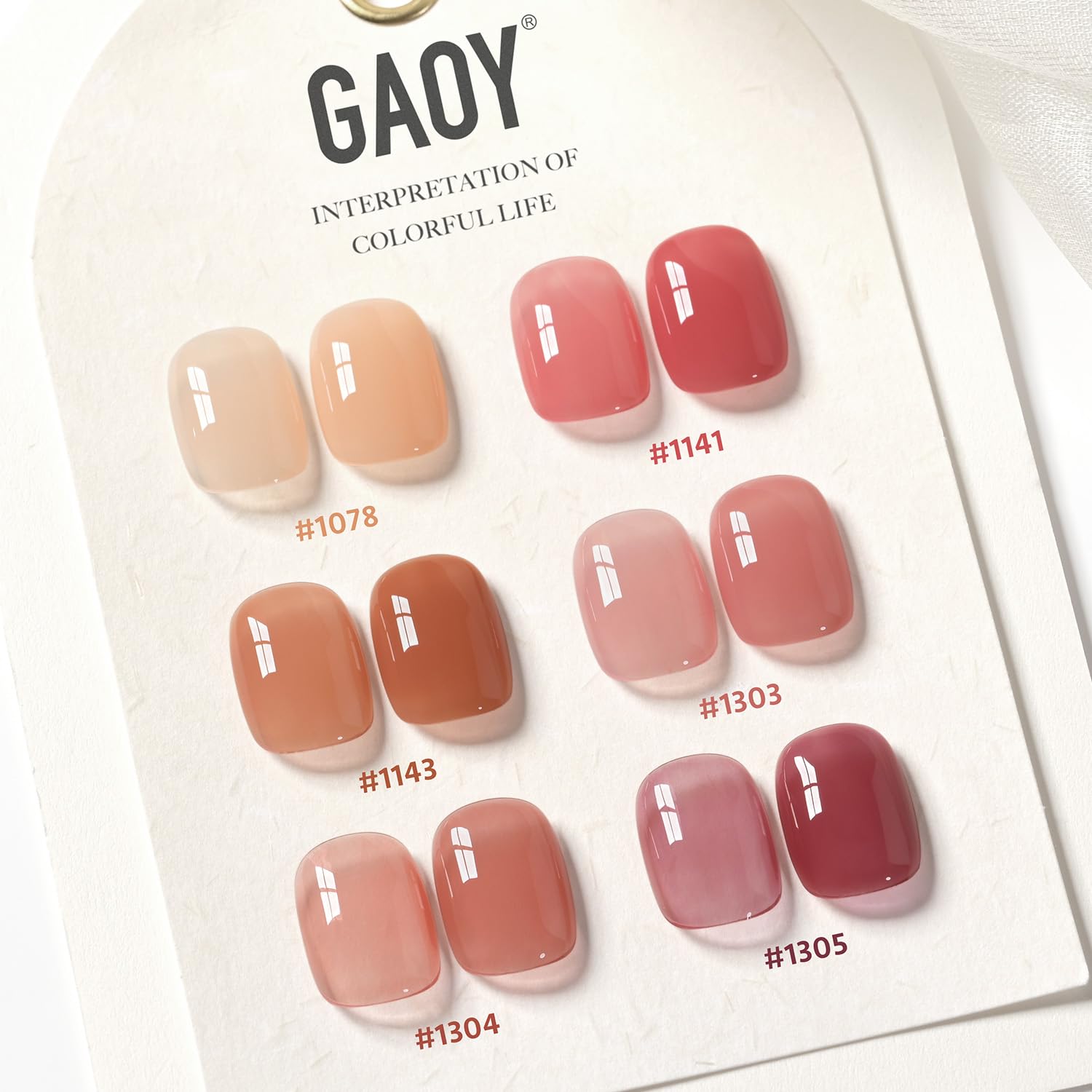 GAOY Jelly Burgundy Gel Nail Polish Set - 6 Transparent Colors (Red, Pink, Brown, Nude) | Soak Off UV Light Cure Gel Polish Kit for Salon & DIY Nail Art at Home | Perfect for Manicures, Pedicures & Special Occasions