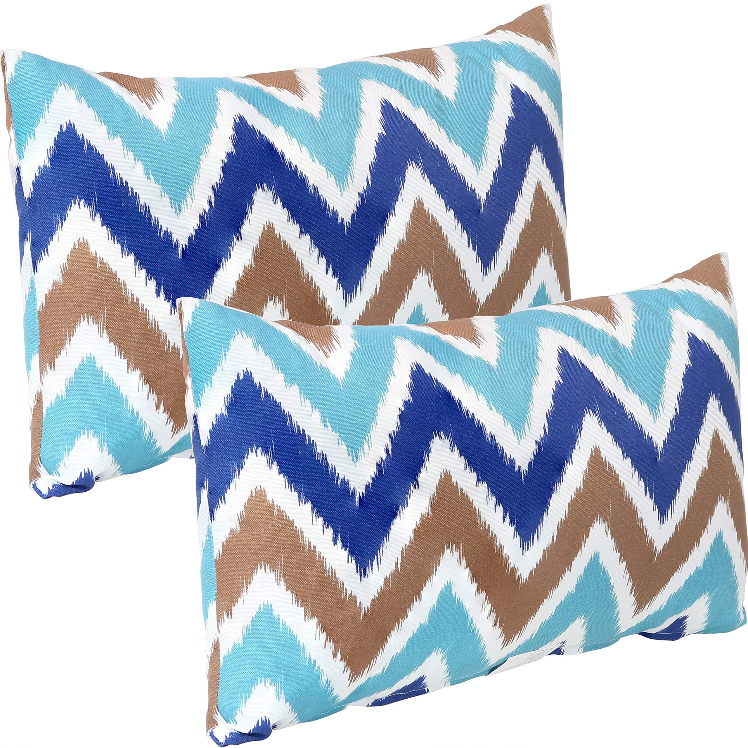 Sunnydaze Decorative Throw Pillow Covers Set of 2 - Indoor & Outdoor Rectangle Cushion Covers with Zipper, Weather-Resistant Polyester Fabric - Chevron Bliss Pattern 12x20 Inches - Perfect for Sofa, Patio, Bedroom & Porch Decor