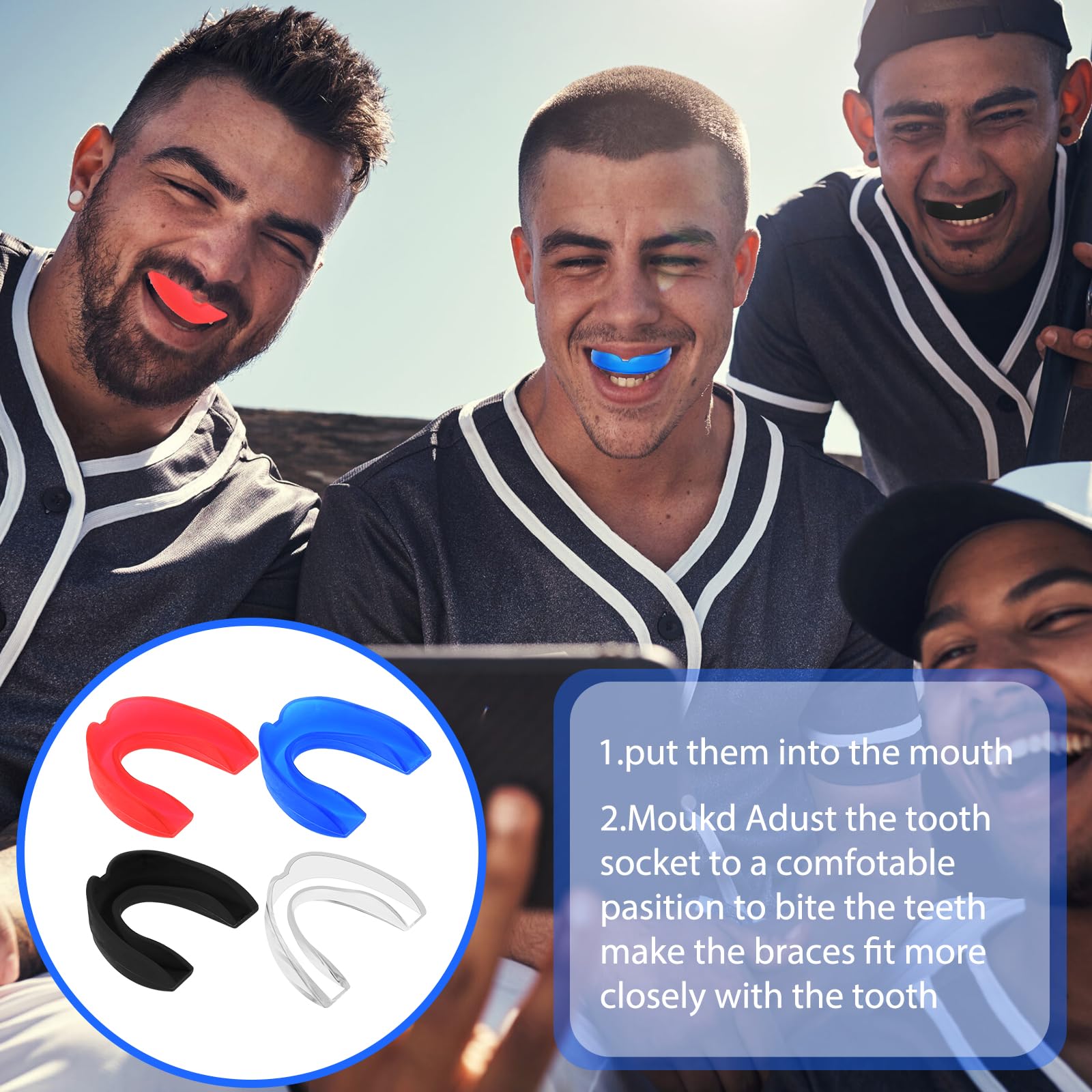 4 Pcs Sports Mouth Guard - BPA Free Teeth Protector for Boxing, Football, Hockey & Martial Arts - Perfect for Athletes in Baseball, Soccer, Karate, Basketball & Lacrosse Training
