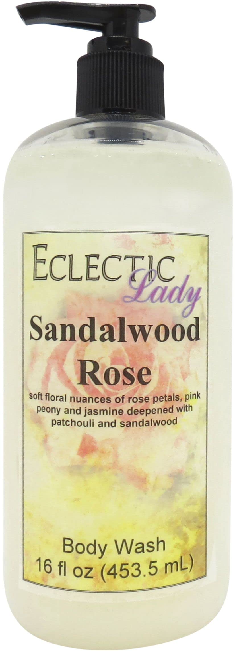 Organic Sandalwood Rose 3-in-1 Body Wash, Bubble Bath & Hand Soap - Phthalate-Free, Handcrafted in USA (16 oz) | Luxurious Moisturizing Shower Gel for Women, Relaxing Aromatherapy Bath & Gentle Hand Cleanser