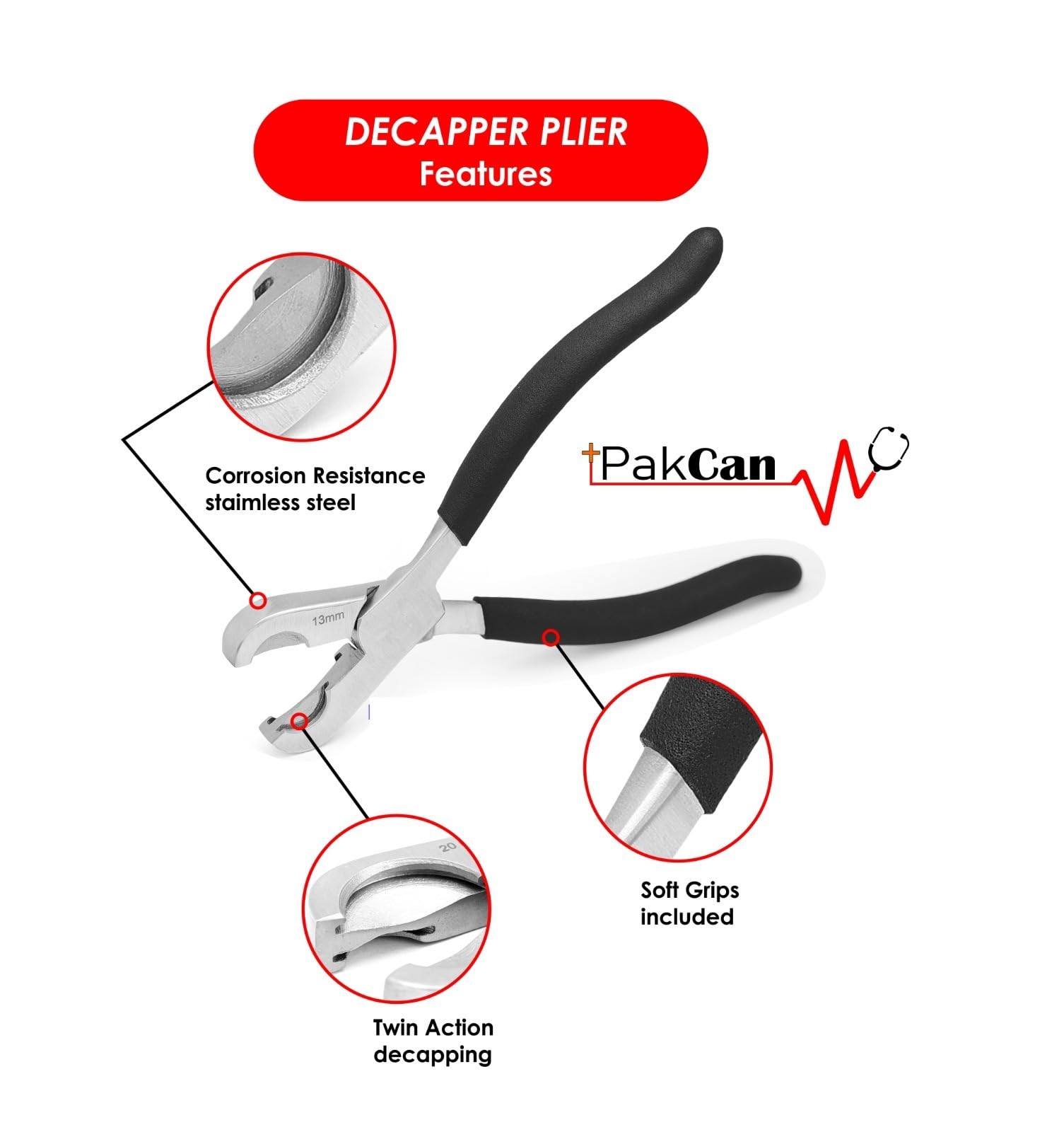 Dual Action Vial Decapper for 11mm & 20mm Crimped Vials & Bottles - Easy Open & Reseal for Lab, Pharmacy & Home Use