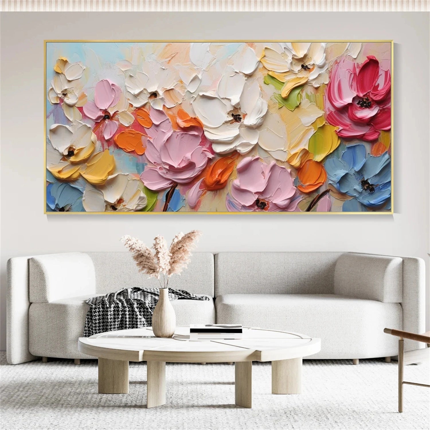 Beautiful Flower and Tree Painting #FT120 - Handmade Canvas Art for Home Decor, Living Room, Bedroom, and Office Wall Decor