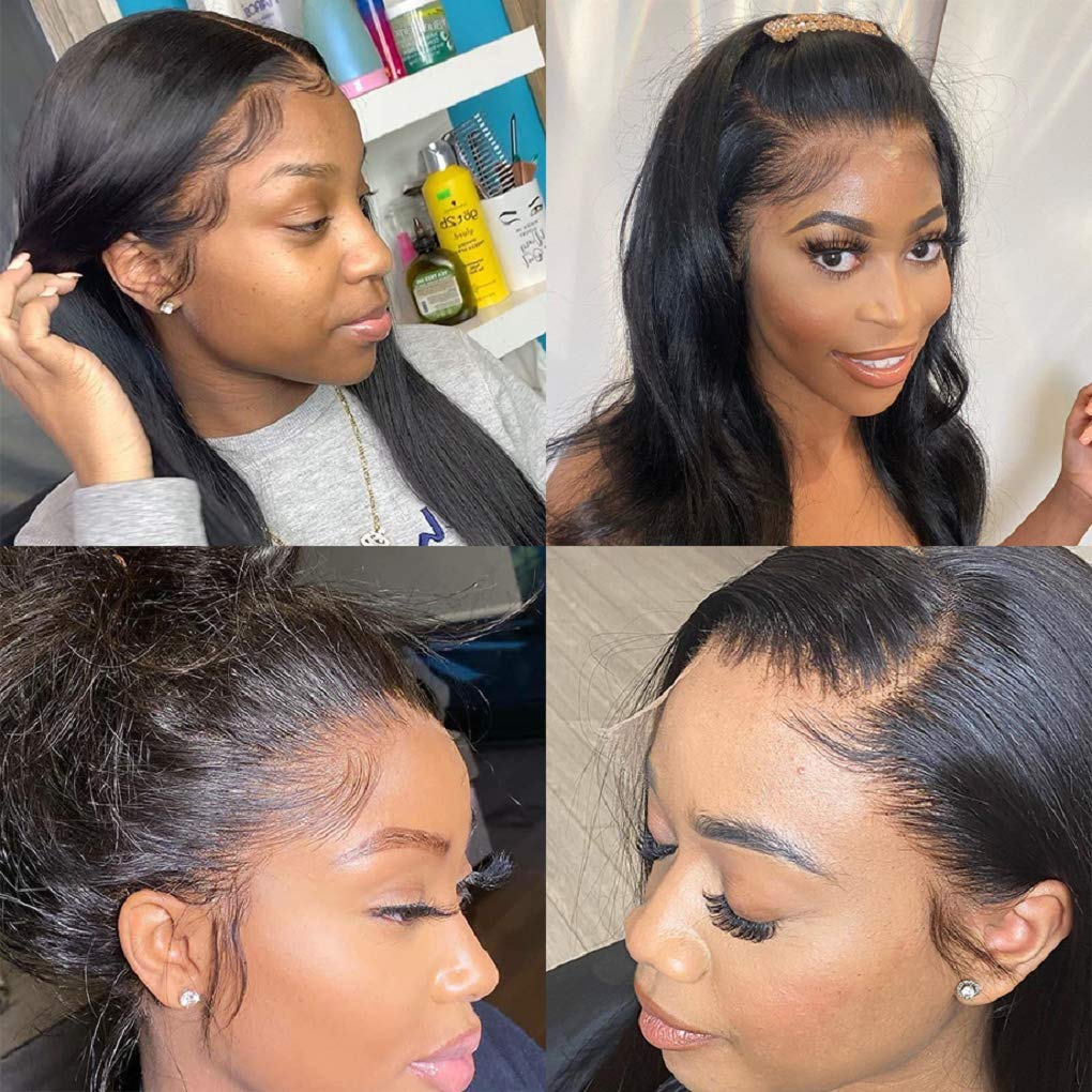 4x4 Straight Lace Closure Wigs Human Hair - HD Lace Front Wigs with Pre Plucked Baby Hair - 180% Density 28 Inch - Perfect for Daily Wear, Parties & Special Occasions