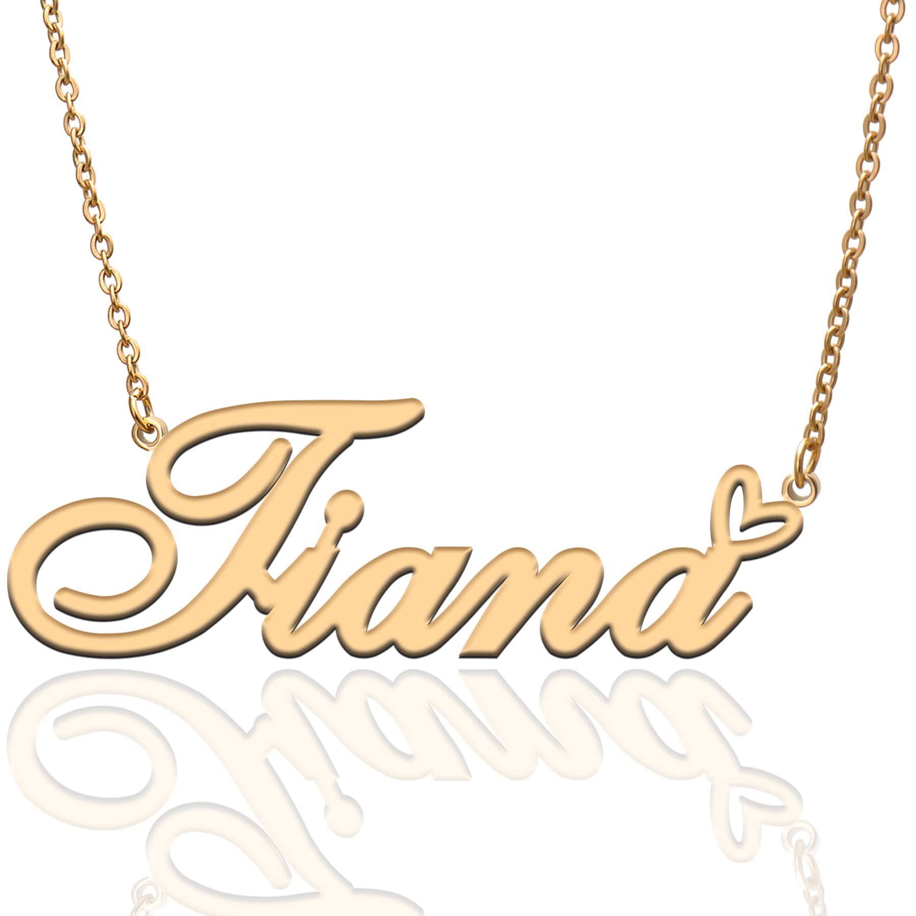 RONKAH Personalized Name Necklace - Gold Plated Heart Pendant Custom Jewelry for Women | Unique Gift for Girlfriend, Mom, Daughter, Best Friend | Christmas, Birthday, Anniversary Present | Perfect for Date Nights, Parties, Special Occasions