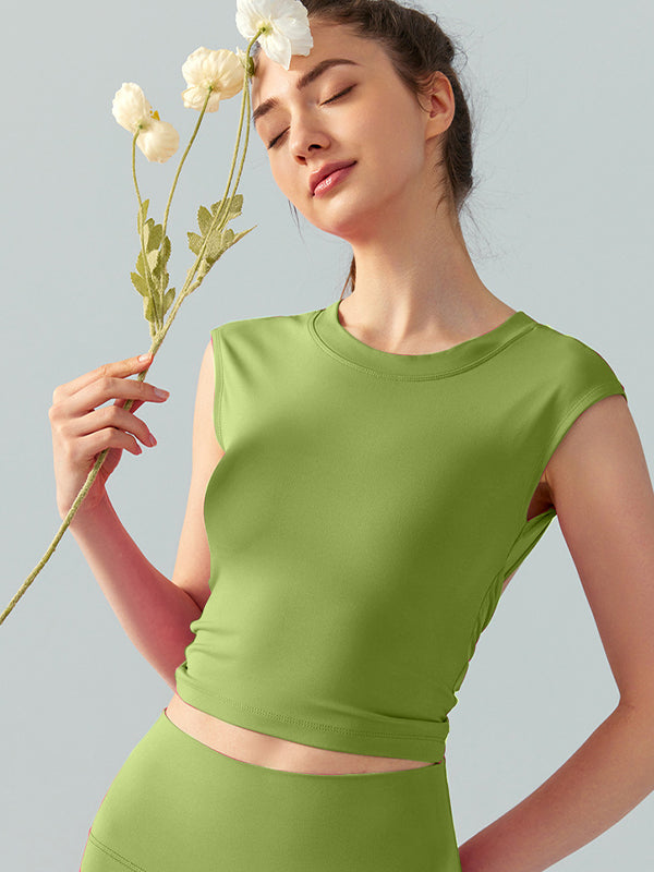 ZASUWA Women's Sexy Twist Hollow Out Backless Round Neck Short Sleeve T-Shirt - Perfect for Date Night, Club Wear & Summer Fashion