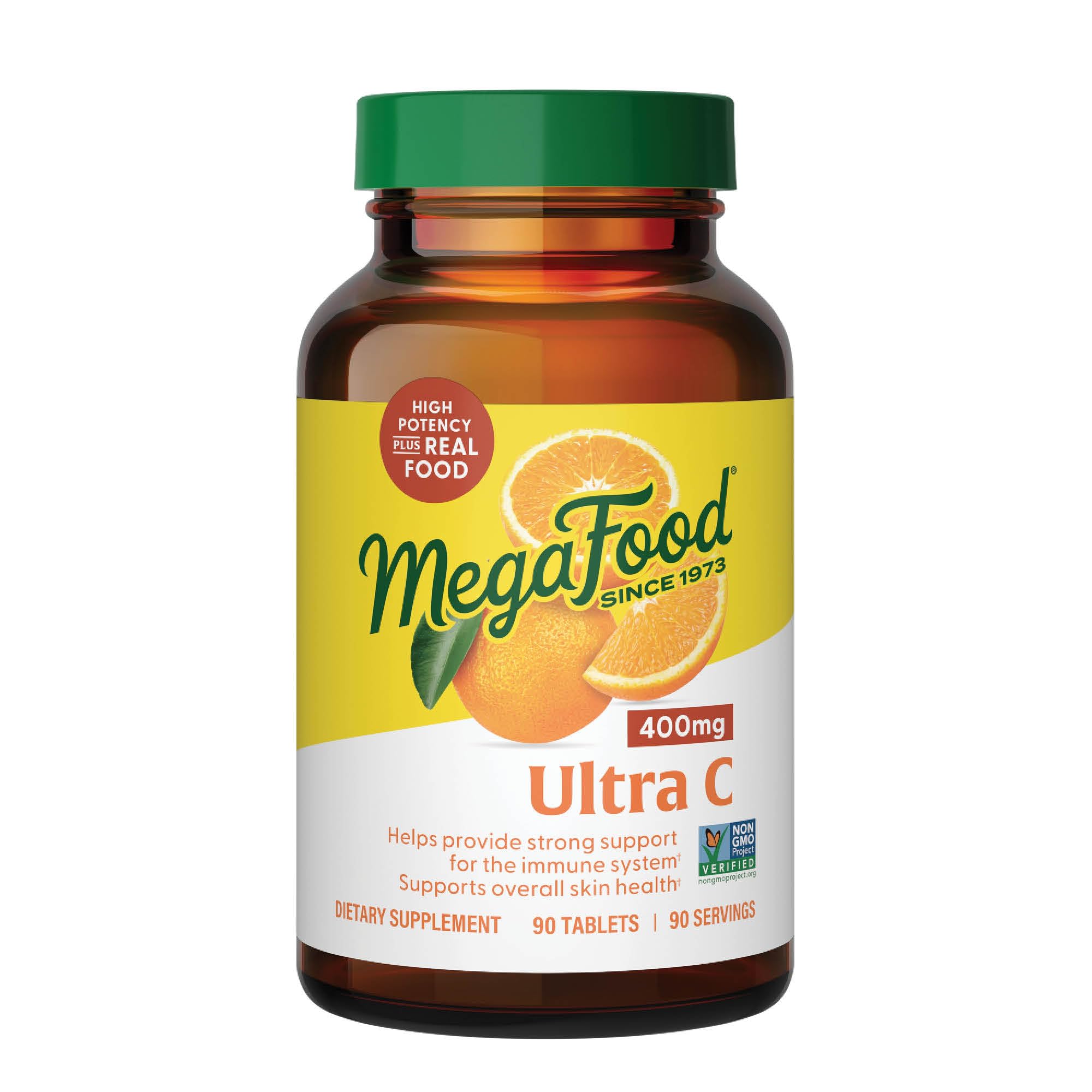 MegaFood Ultra C 400mg Vegan Immune Support Supplement with Vitamin C | Made with Real Food (Broccoli, Carrot, Cranberry, Brown Rice) | Gluten-Free, Kosher | 90 Tablets (90 Servings) | Boost Immunity & Wellness for Adults & Kids | Perfect for Cold Season & Daily Health Support
