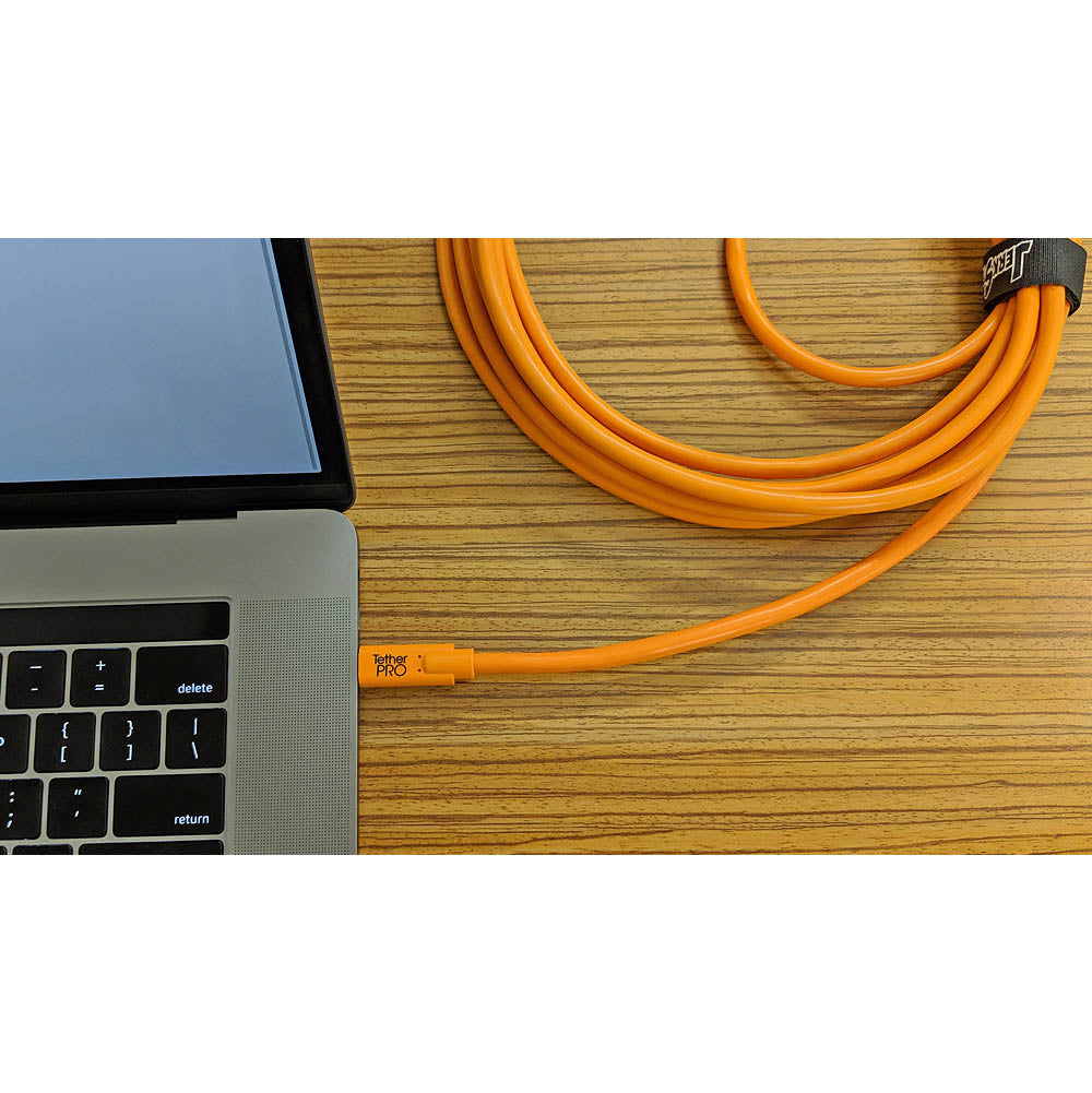 TetherPro 4.6m (15ft) USB C to USB 2.0 Mini B Cable - High Visibility Orange Tether Cord for DSLR Cameras, Digital Cameras & Photo Equipment - Perfect for Studio Photography & Outdoor Shooting