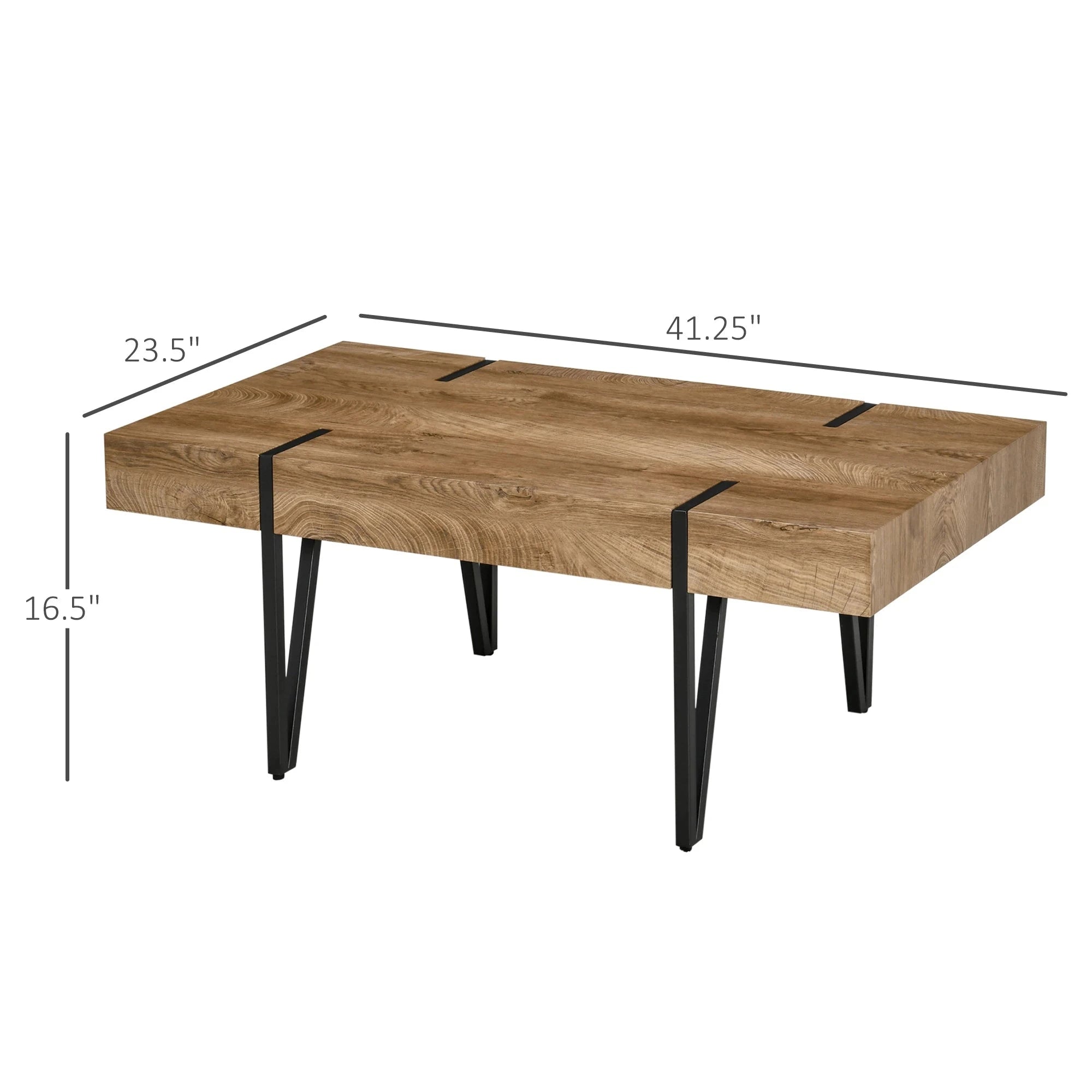 Rustic Coffee Table with Steel Hairpin Legs - Solid Natural Wood Modern Farmhouse Living Room Furniture for Home Decor & Small Spaces