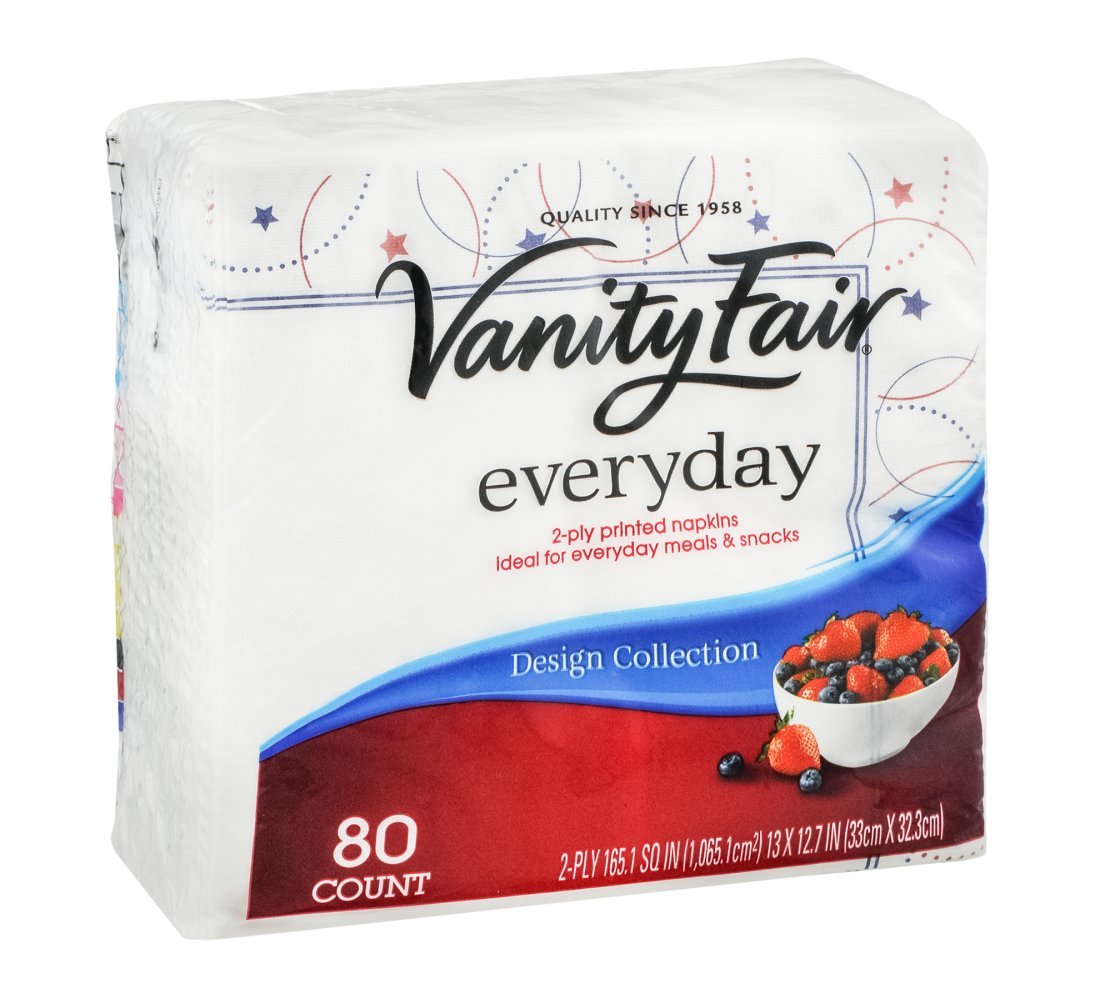 Vanity Fair Premium Dinner Napkins, 80 Count - Soft & Absorbent for Everyday Meals, Parties & Special Occasions