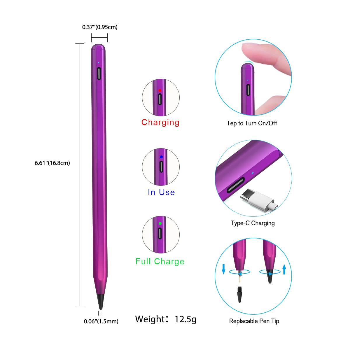 Premium Stylus Pen for iPad 10th & 9th Generation - Active Pencil with Palm Rejection Technology, Compatible with Apple iPad 2018-2023 Models (10/9/8/7/6th Gen, iPad Pro 12.9/11