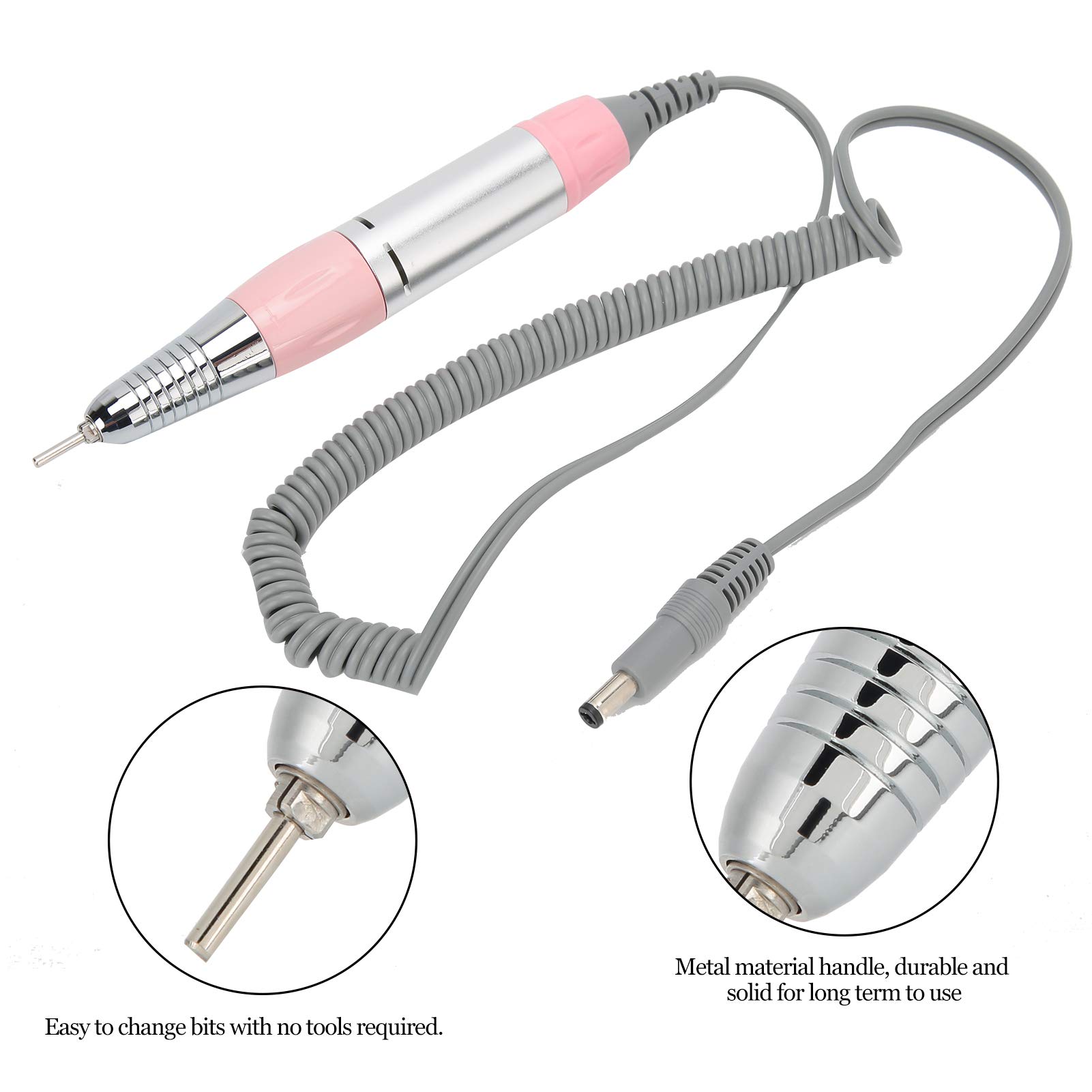 Electric Nail Drill Replacement Handle - Professional Manicure & Pedicure Tool for Acrylic & Gel Nails - Pink Handpiece for Nail Polishing, Shaping & Grinding - Perfect for Home & Salon Use