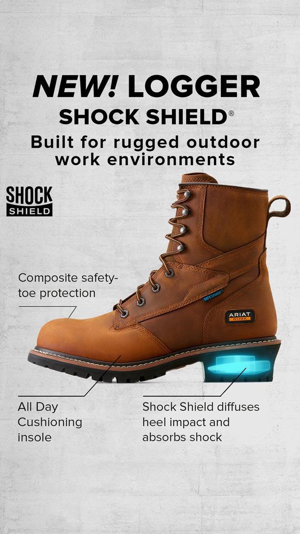 Logger Shock Shield Composite Toe Waterproof Work Boot Copper Brown