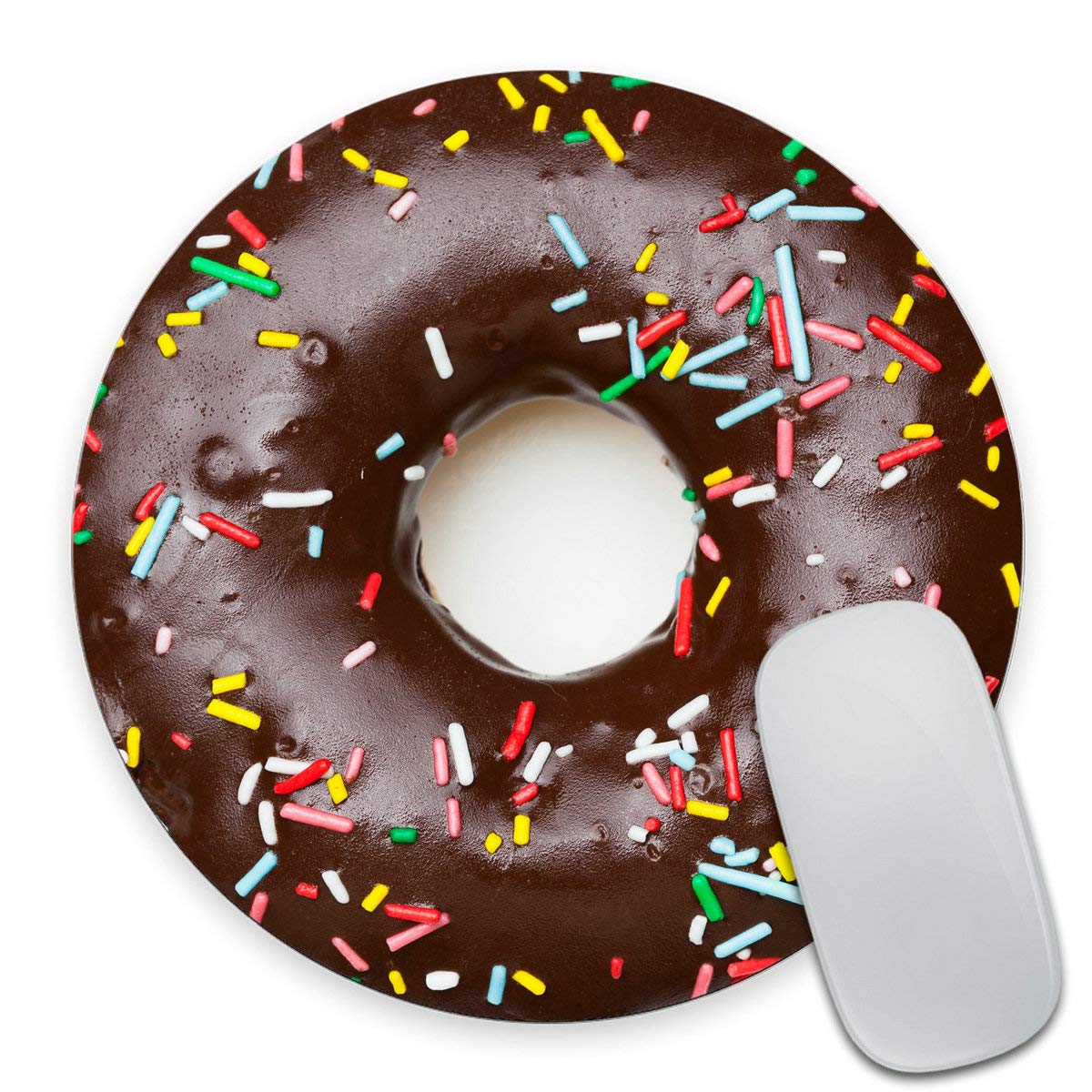 Smooffly Chocolate Donut Round Mouse Pad - Soft Non-Slip Gaming Mousepad for PC, Laptop, Office & Home Use - Cute Doughnut-Themed Computer Accessory for Gamers & Workstations