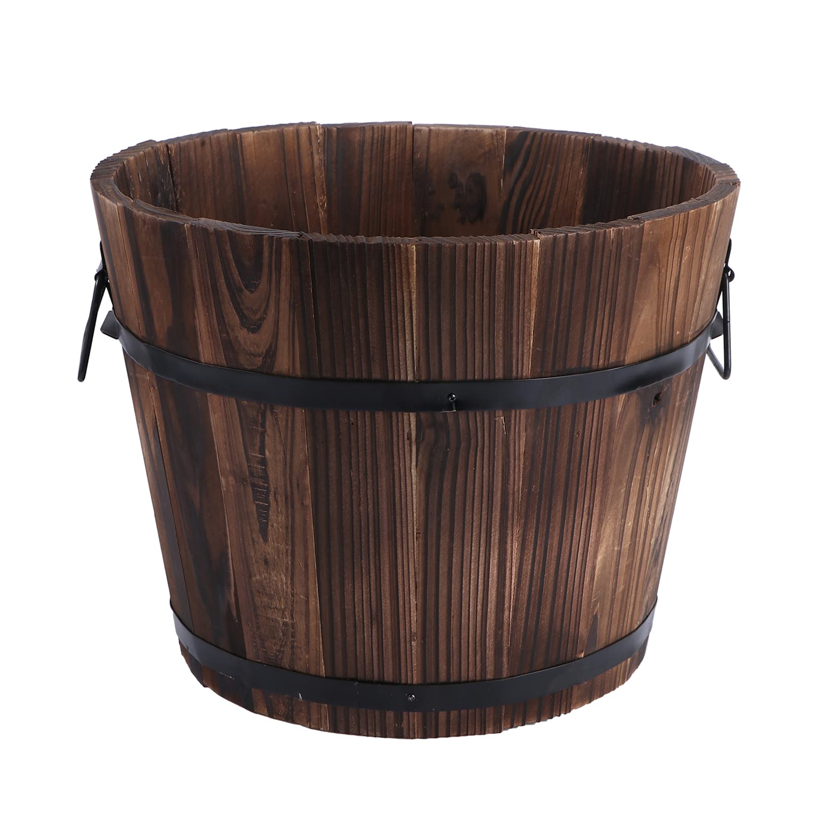 DOITOOL Rustic Wooden Barrel Planters - Patio, Garden & Hanging Succulent Pots for Flowers, Veggies & Plants | Outdoor & Indoor Decorative Plant Containers