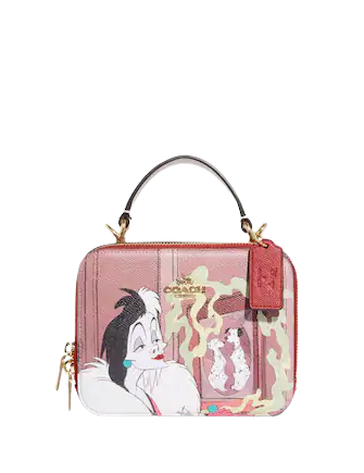 Coach Disney X Coach Box Crossbody Bag with Cruella Motif - Stylish and Compact Purse for Women, Perfect for Parties, Travel, and Everyday Use