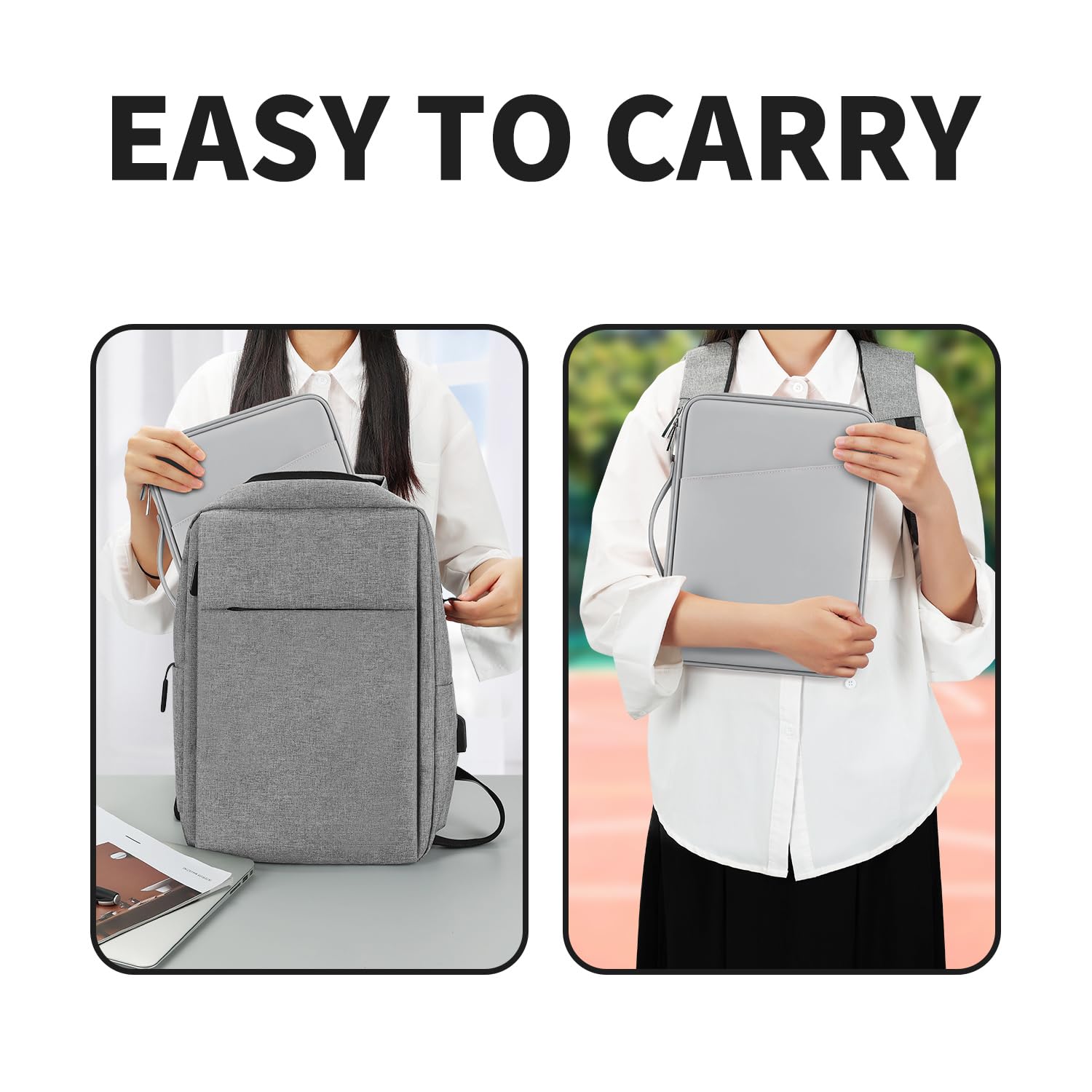 DDgro 9-11 Inch iPad Air Sleeve Case - Premium PU Leather Tablet Sleeve Bag for iPad Pro, Galaxy Tab, Kindle & More (Grey, 11 Inch) - Perfect for Work, Travel & School Protection