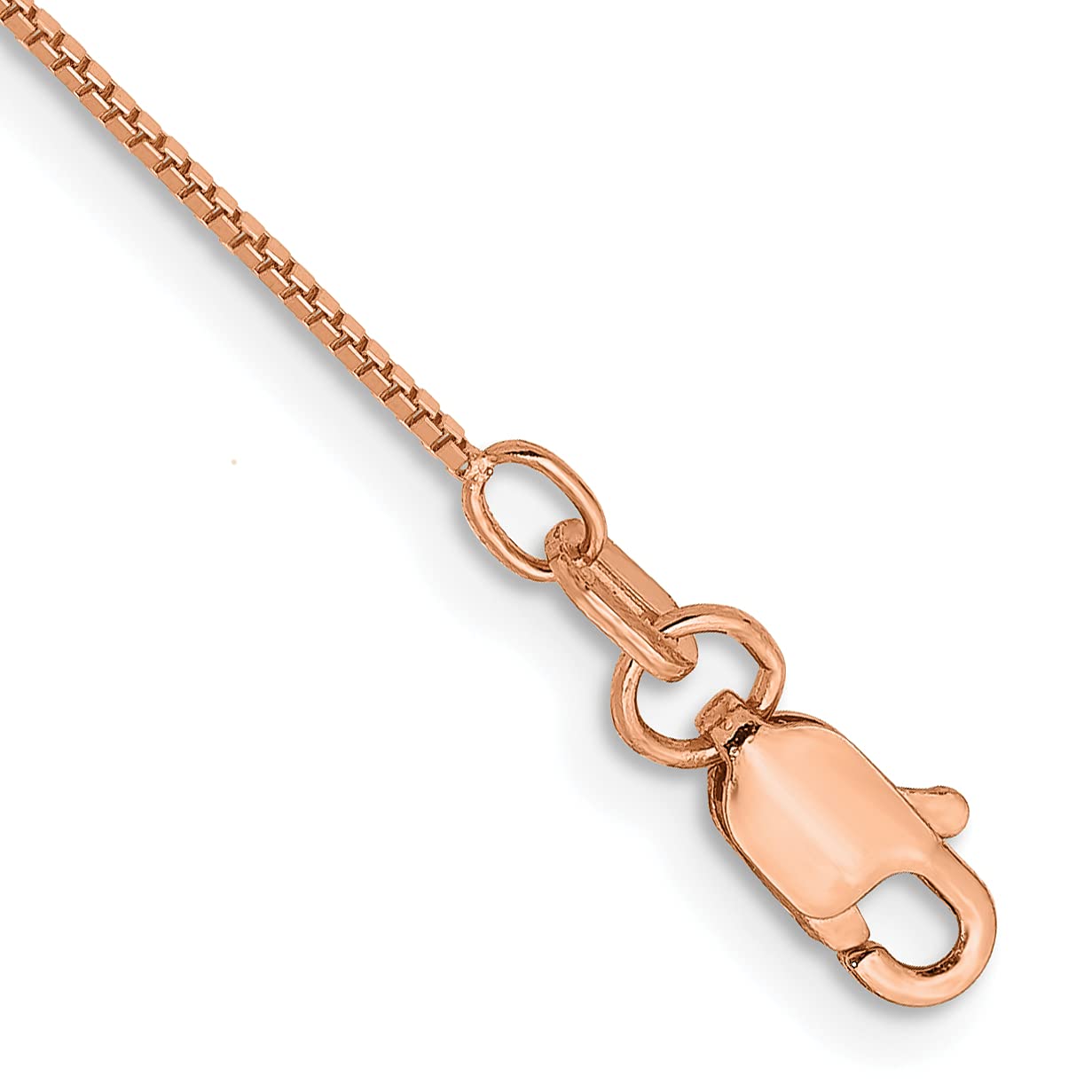 14K Rose Gold Box Link Anklet Chain - 0.7mm Thin & Dainty Lobster Clasp Bracelet for Women, Perfect for Everyday Wear & Special Occasions