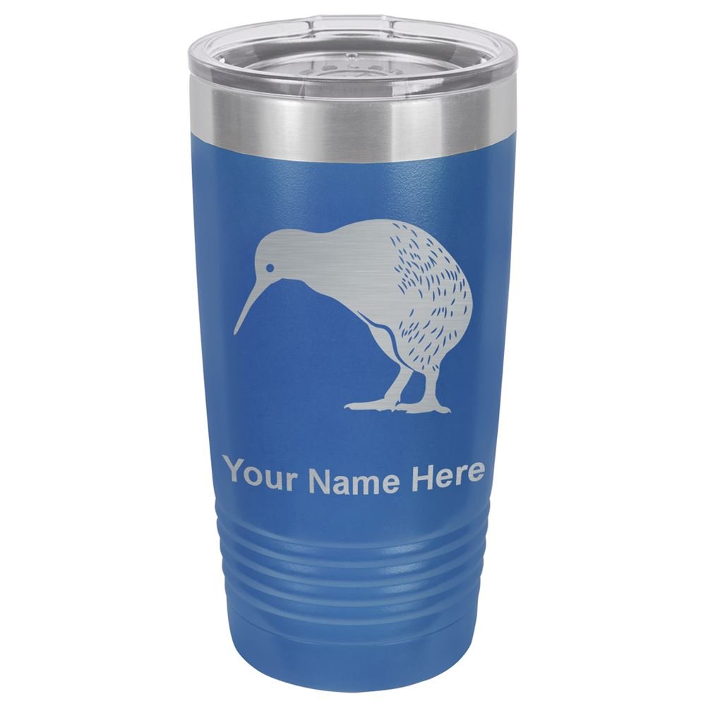 LaserGram 20oz Vacuum Insulated Stainless Steel Tumbler Mug with Personalized Engraving - Kiwi Bird Design, Dark Blue - Perfect for Coffee, Tea & Cold Drinks at Home, Office or Travel