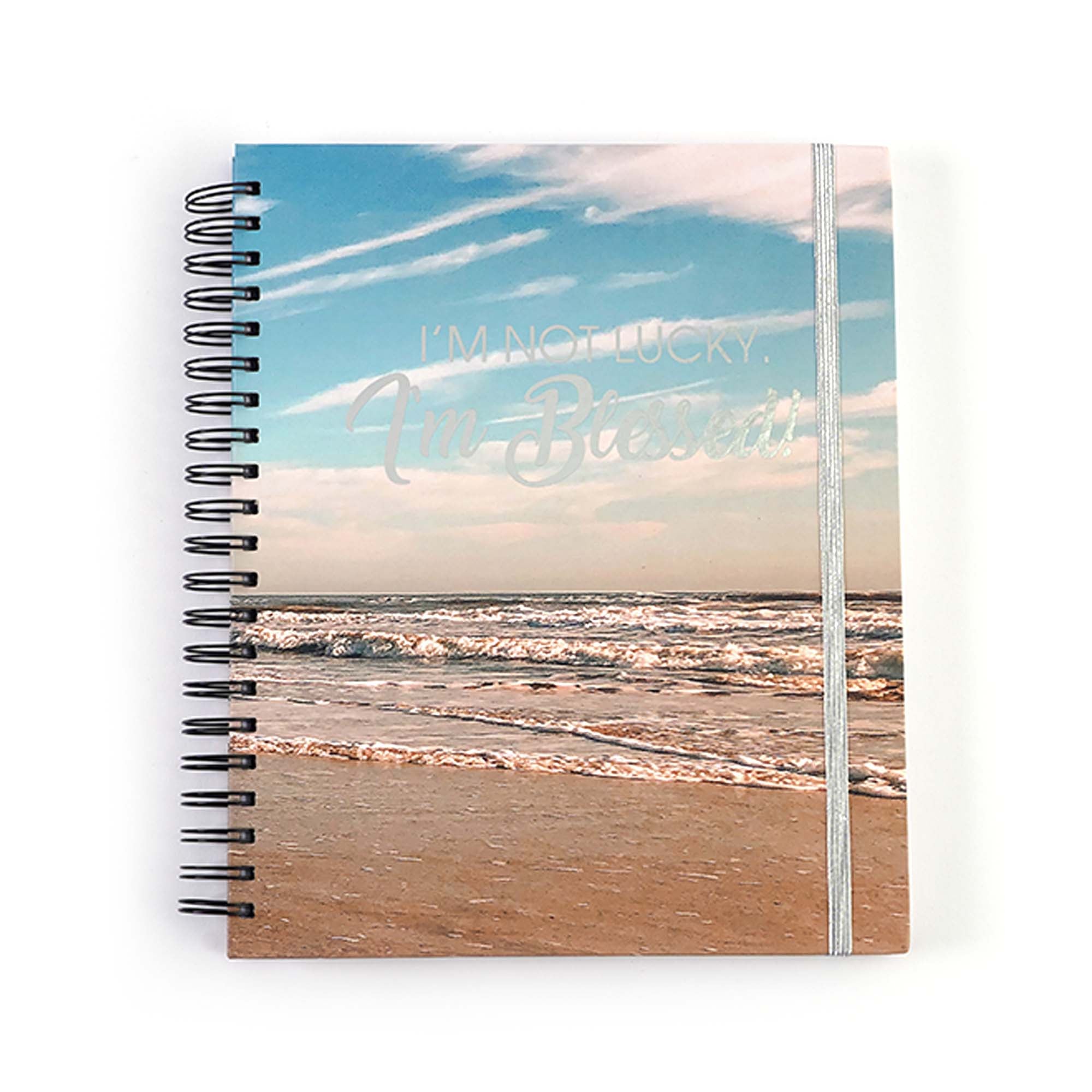 140-Sheet/280-Page Spiral Notebook with Hard Cover & Heart Stamp - Beach & Bloom Designs, 11.25