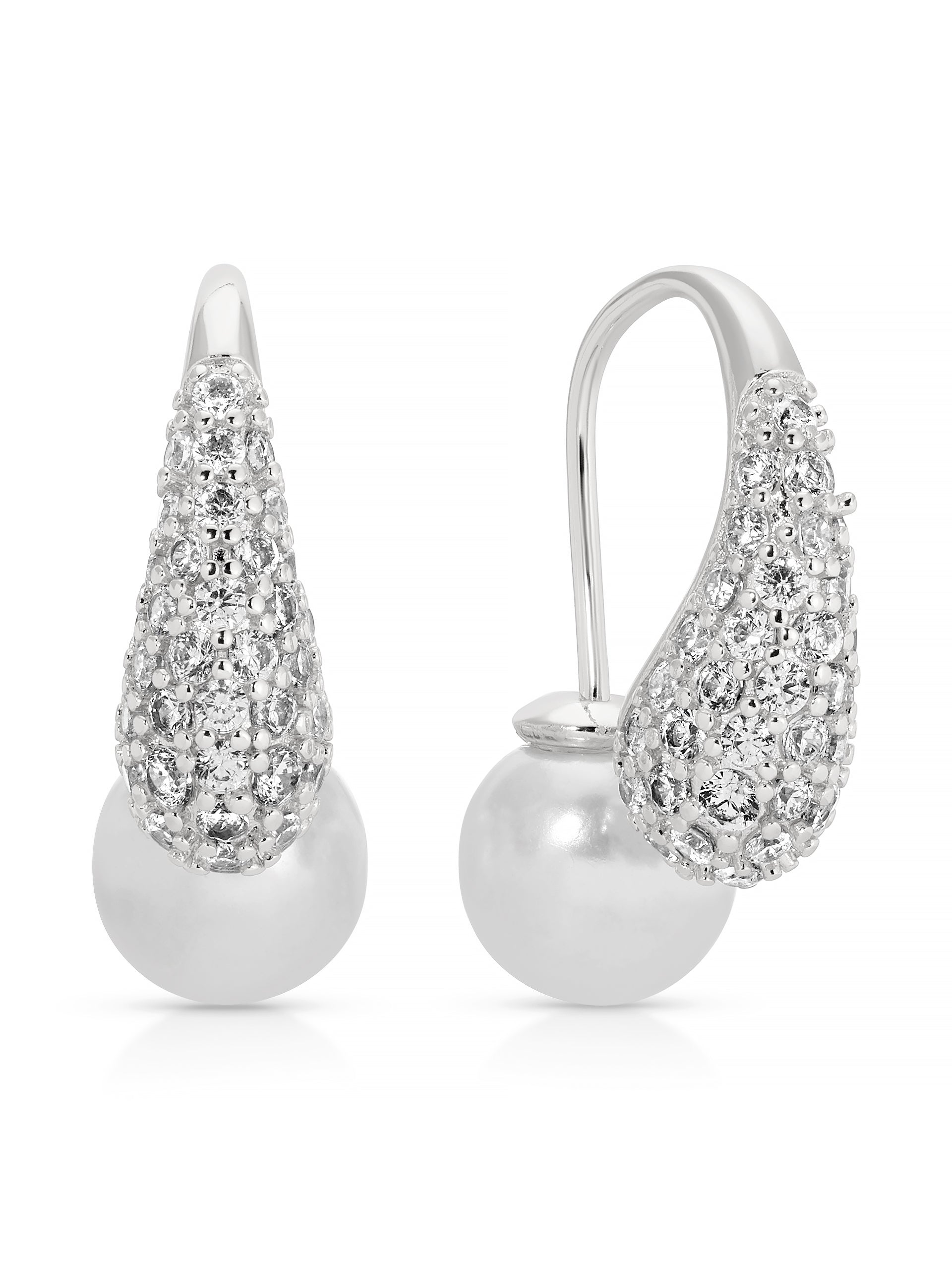 Elegant Hooked Pavé and Pearl Earrings for Women - Perfect for Weddings, Parties & Everyday Wear