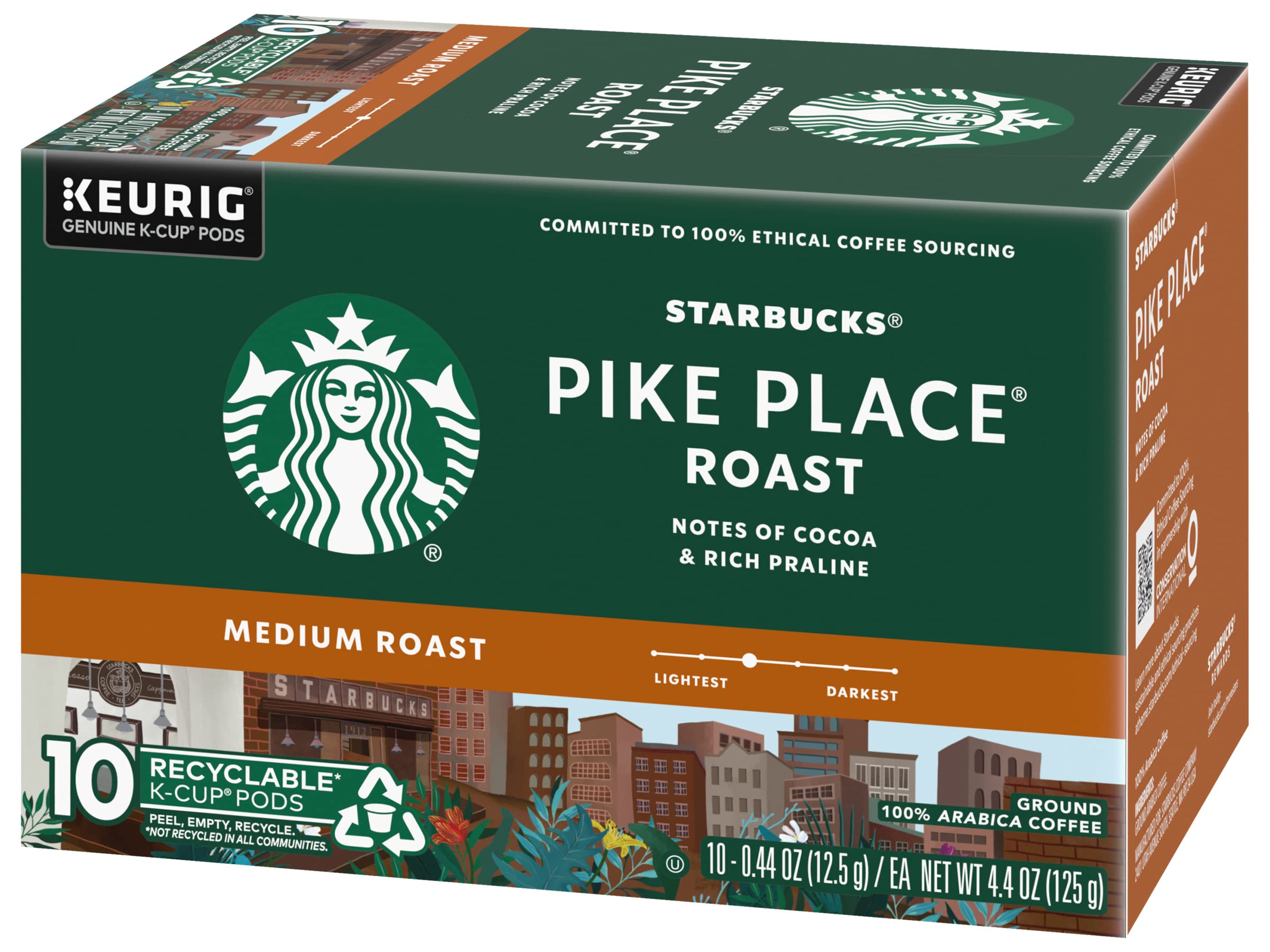 Starbucks Pike Place Roast Medium Roast Coffee Pods - Keurig K-Cups (0.44 oz, 10 Count, 2 Pack) - Perfect for Home, Office & Single-Serve Brewing