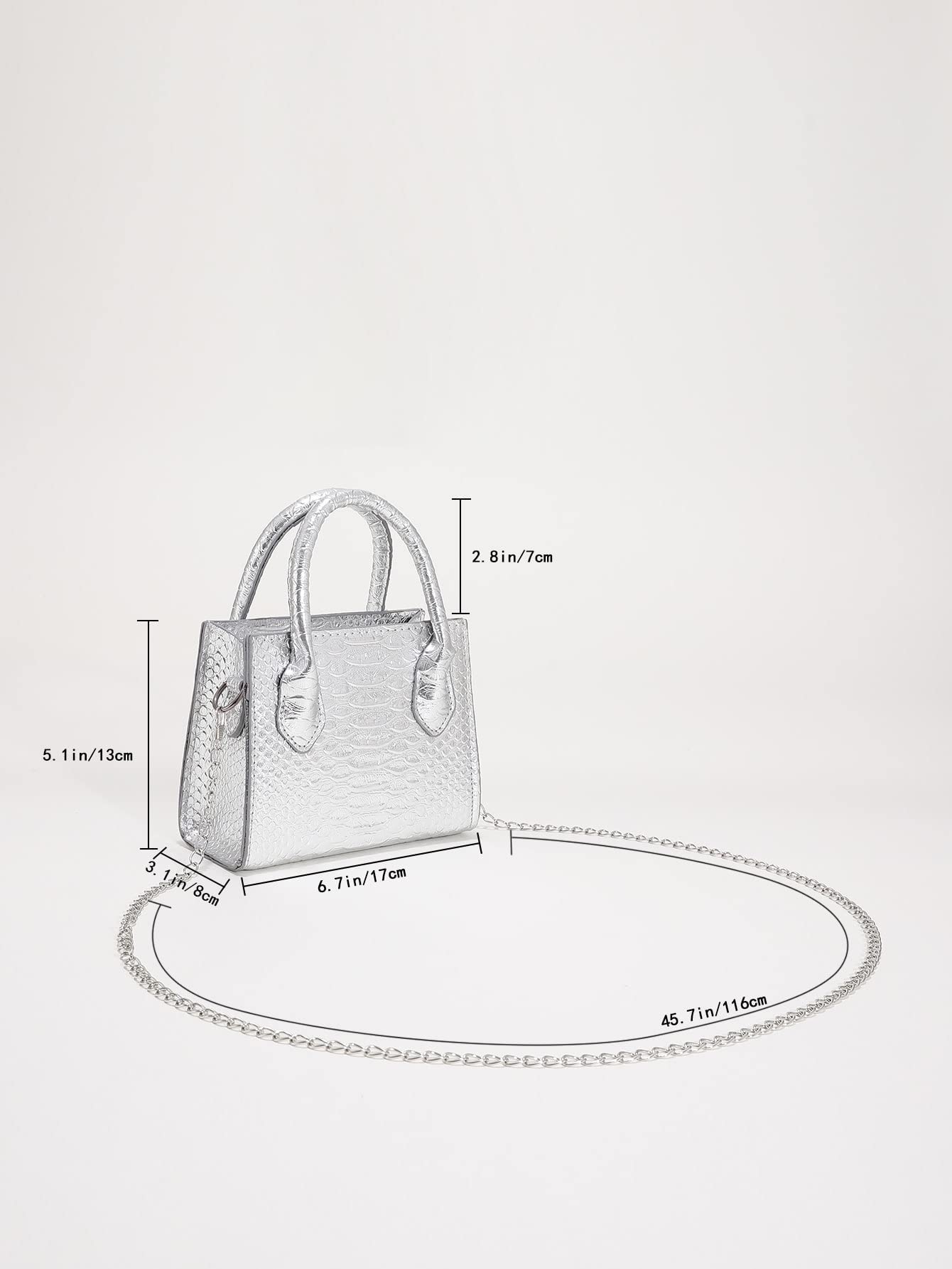 GORGLITTER Women's Small Crossbody Bag - Mini Purse with Metallic Crocodile Print, Double Handle Satchel Shoulder Bag for Daily Use, Travel & Shopping