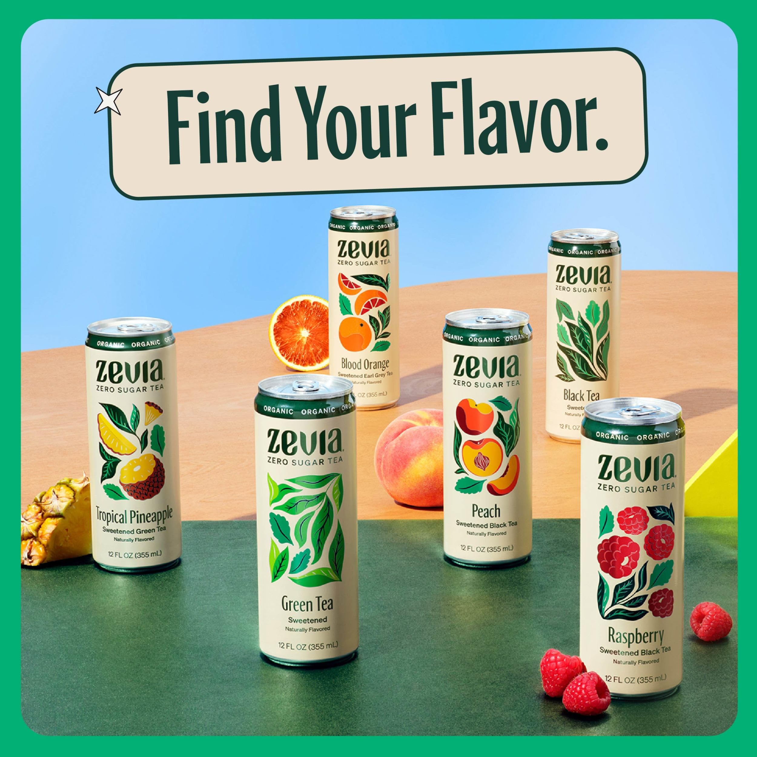 Zevia Zero Sugar Tea Variety Pack - 12 oz Cans (12-Pack) | Naturally Sweetened, Zero Calorie, Sugar Free, Non-GMO, Gluten-Free & Vegan | Refreshing Iced Tea for Home, Office & Outdoor Activities