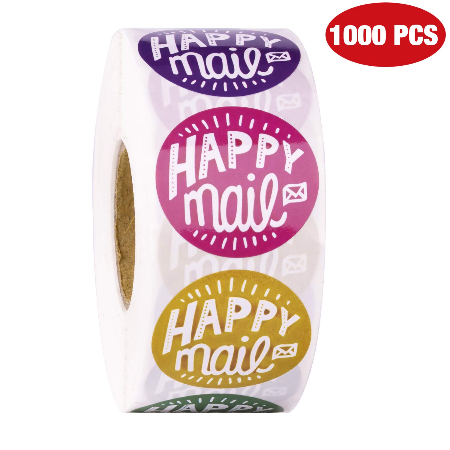 WRAPAHOLIC Happy Mail Business Stickers - 1000 Pack of 1.5