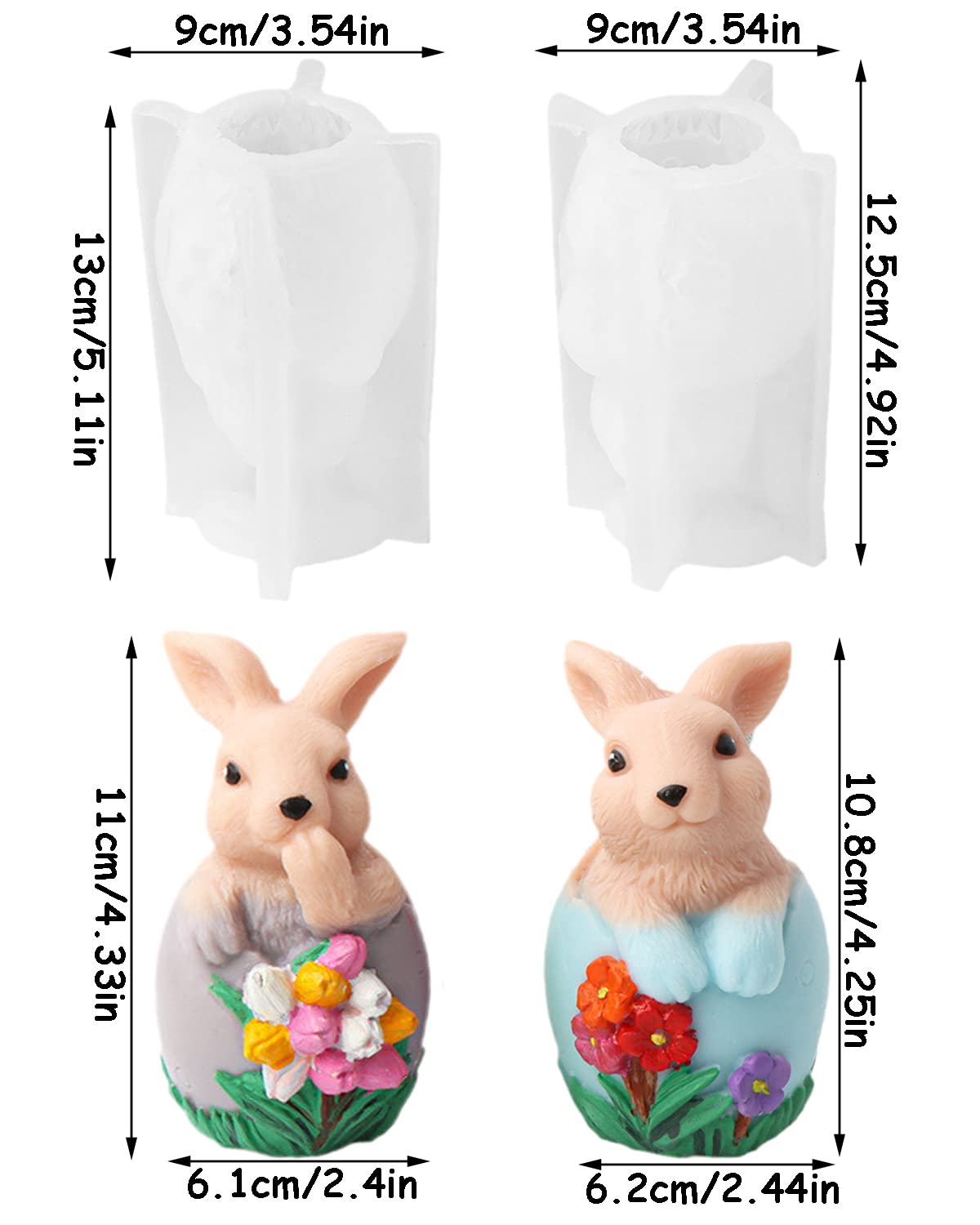 Easter Bunny Eggshell 3D Silicone Candle Molds - Rabbit Shaped Aromatherapy Candle Making Kit, DIY Baking Soap Wax Fondant Mold for Cake Mousse Ice Cream - Perfect for Easter Decorations, Home Fragrance & DIY Crafts