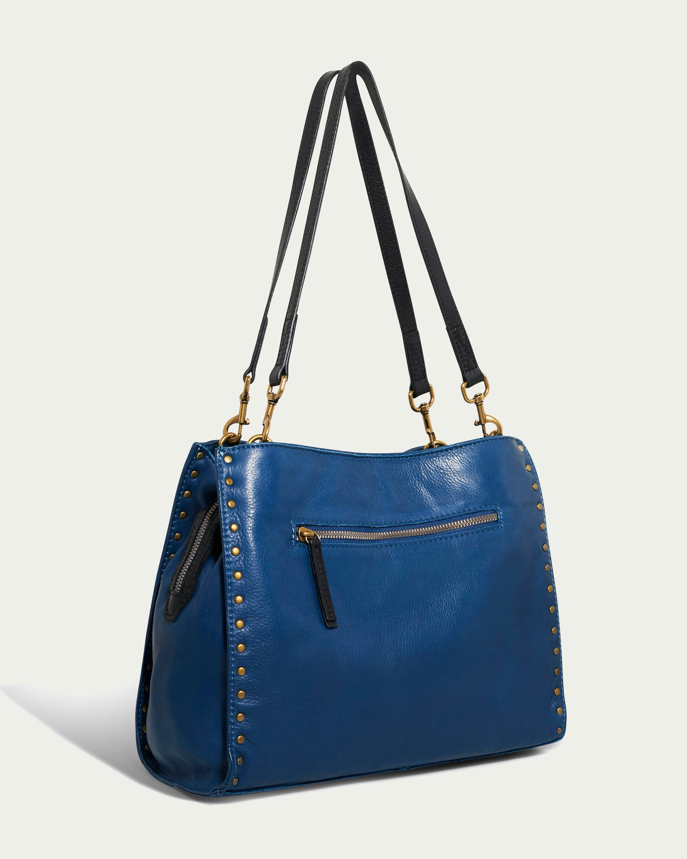 Lenox Studded Triple Entry Satchel - Stylish Leather Handbag for Women | Perfect for Work, Travel & Everyday Use